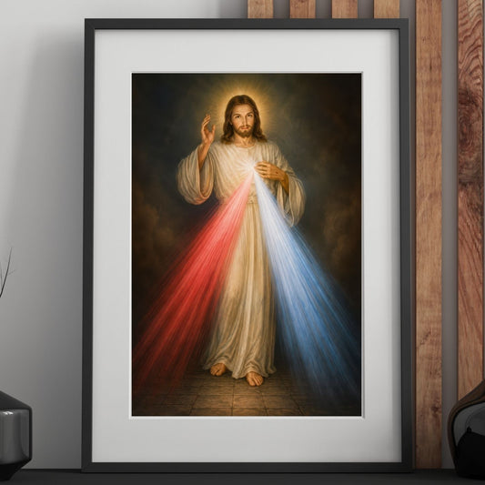 Catholic Prayer Corner Decor | Divine Mercy Jesus | Christian Religious Wall Art Print
