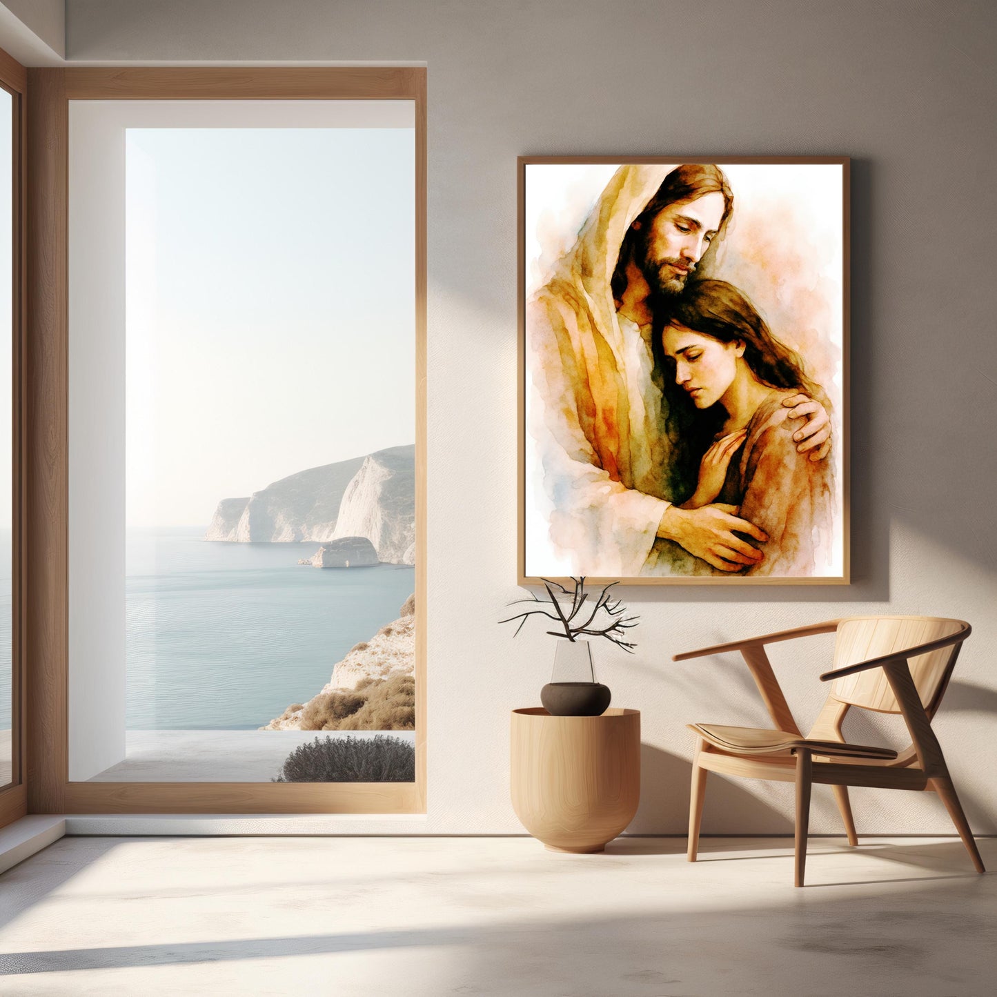 Jesus Comfort Art Print: Inspirational Modern Catholic Art Home Decor Watercolour Style Poster ⬇️ Digital Download