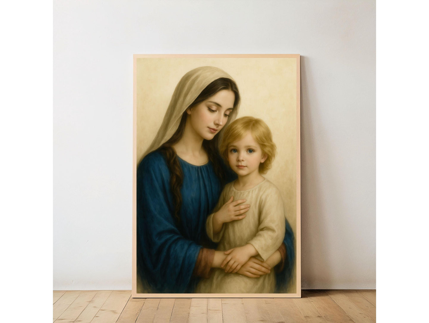 Virgin Mary and Young Jesus Art Print: Catholic Christian Wall Art of the Holy Family ⬇️ Digital Download