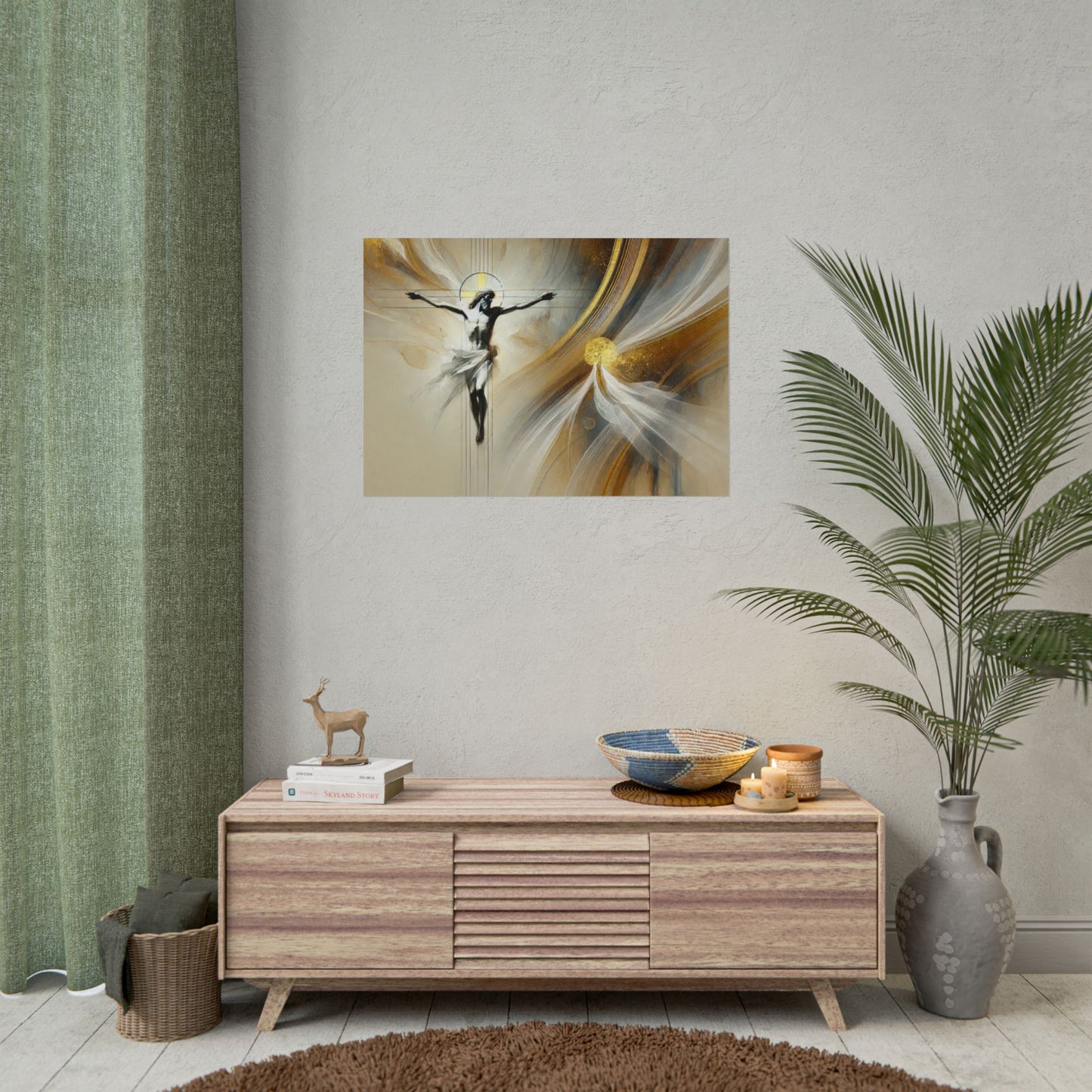 Sacred rolled posters, spiritual wall art, divine decor, Christian artwork, religious home decoration