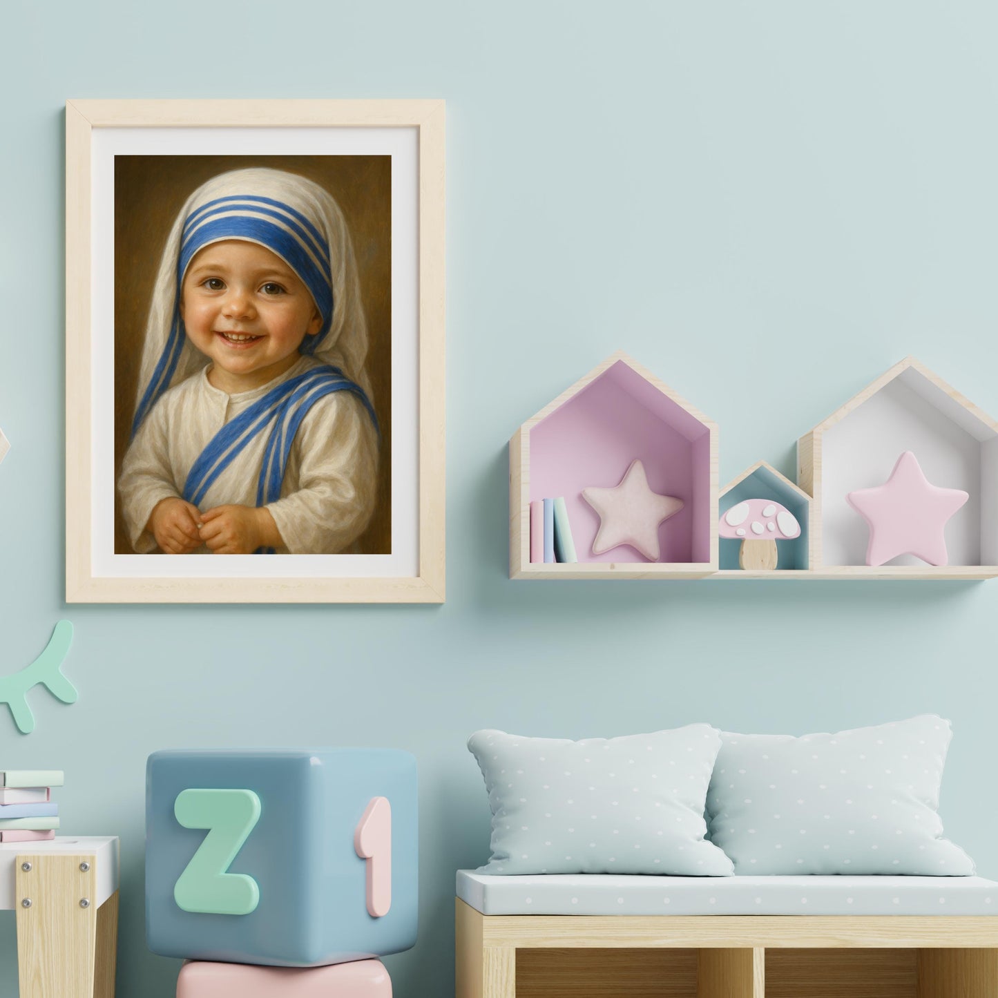 Saint Teresa Art Print: Baby Saint Teresa of Calcutta Catholic Nursery Art, Baptism, Baby Shower Gift ⬇️ Digital Download