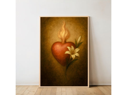 Saint Joseph Sacred Heart Print: Catholic Christian Wall Art Home Decor ⬇️ Digital Download