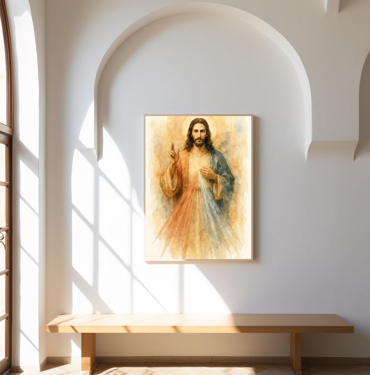 Divine Mercy Jesus Print: Watercolor Art, Catholic Christian Home Decor ⬇️ Digital Download