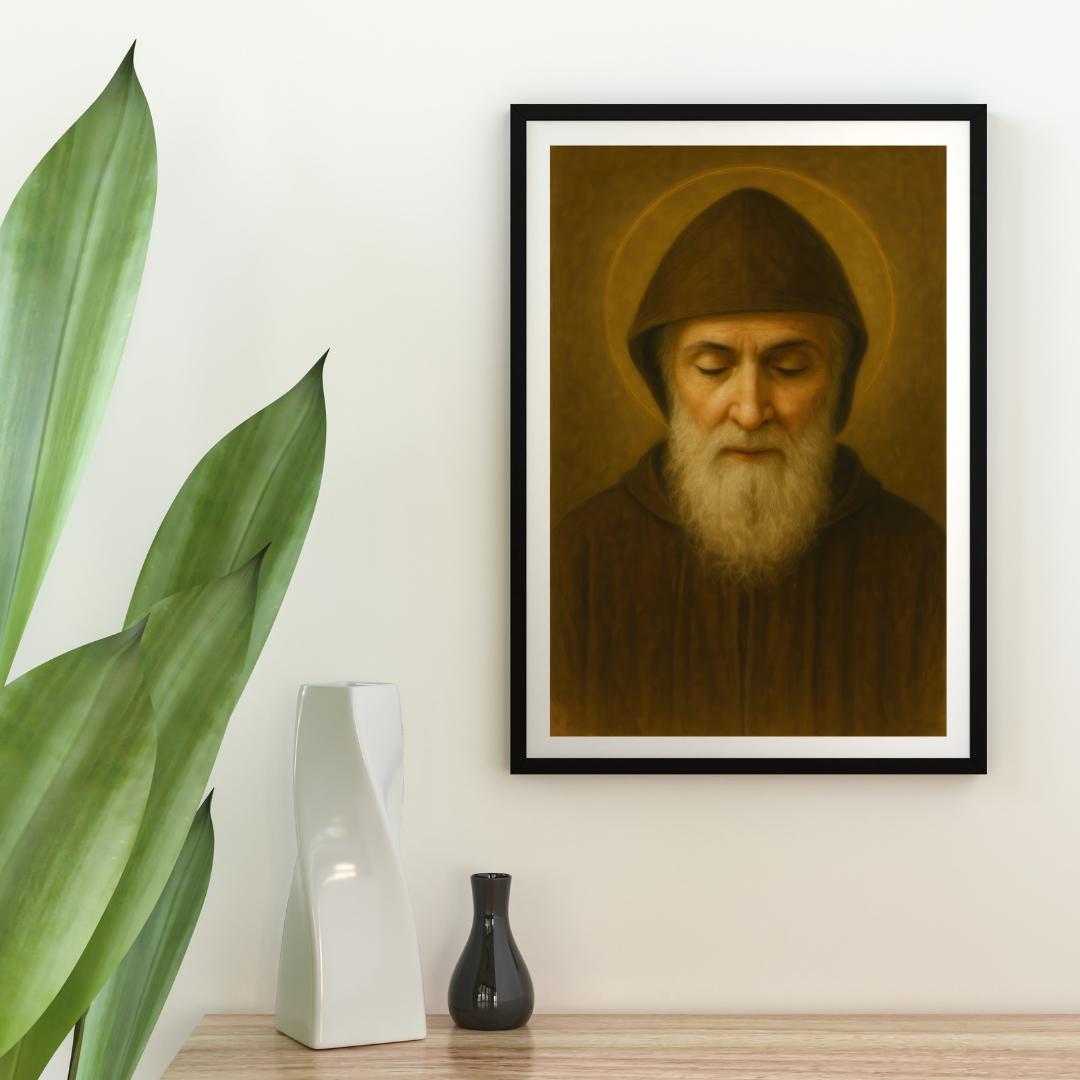 Portrait de Saint Charbel : moine maronite chrétien catholique (téléchargement numérique)