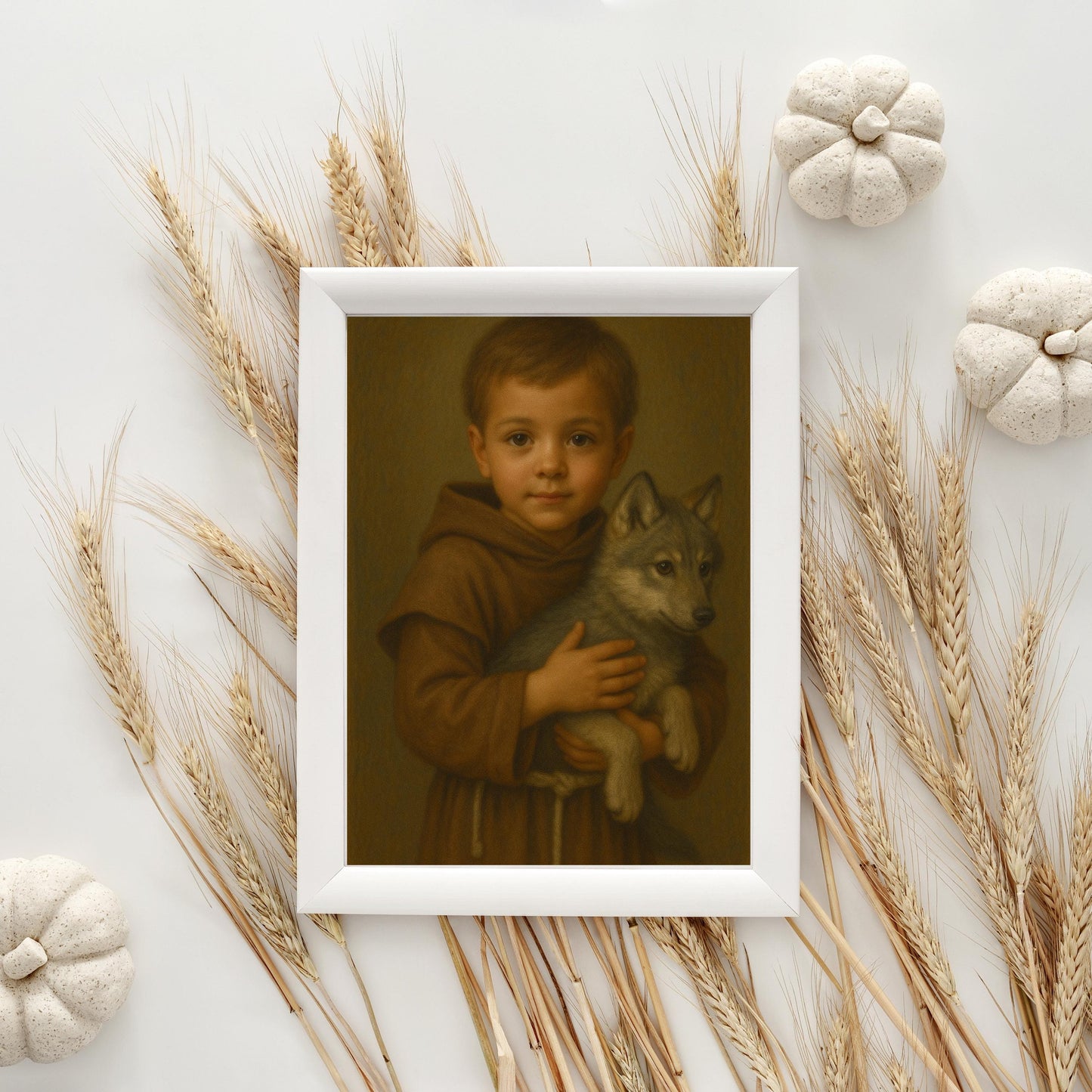 Saint Francis Art Print: Baby Saint Francis Catholic Nursery Decor, Animal Lover Gift, Baptism, Baby Shower Gift ⬇️ Digital Download