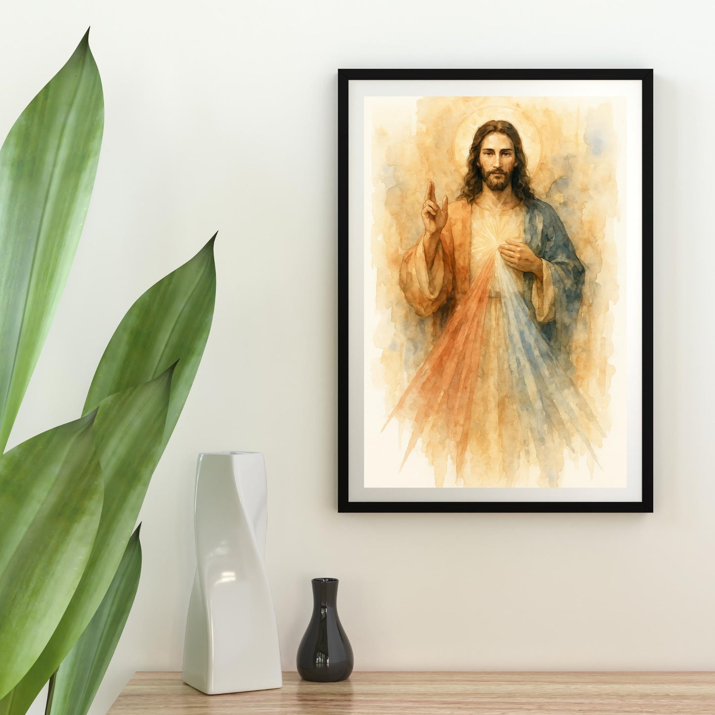 Divine Mercy Jesus Print: Watercolor Art, Catholic Christian Home Decor ⬇️ Digital Download