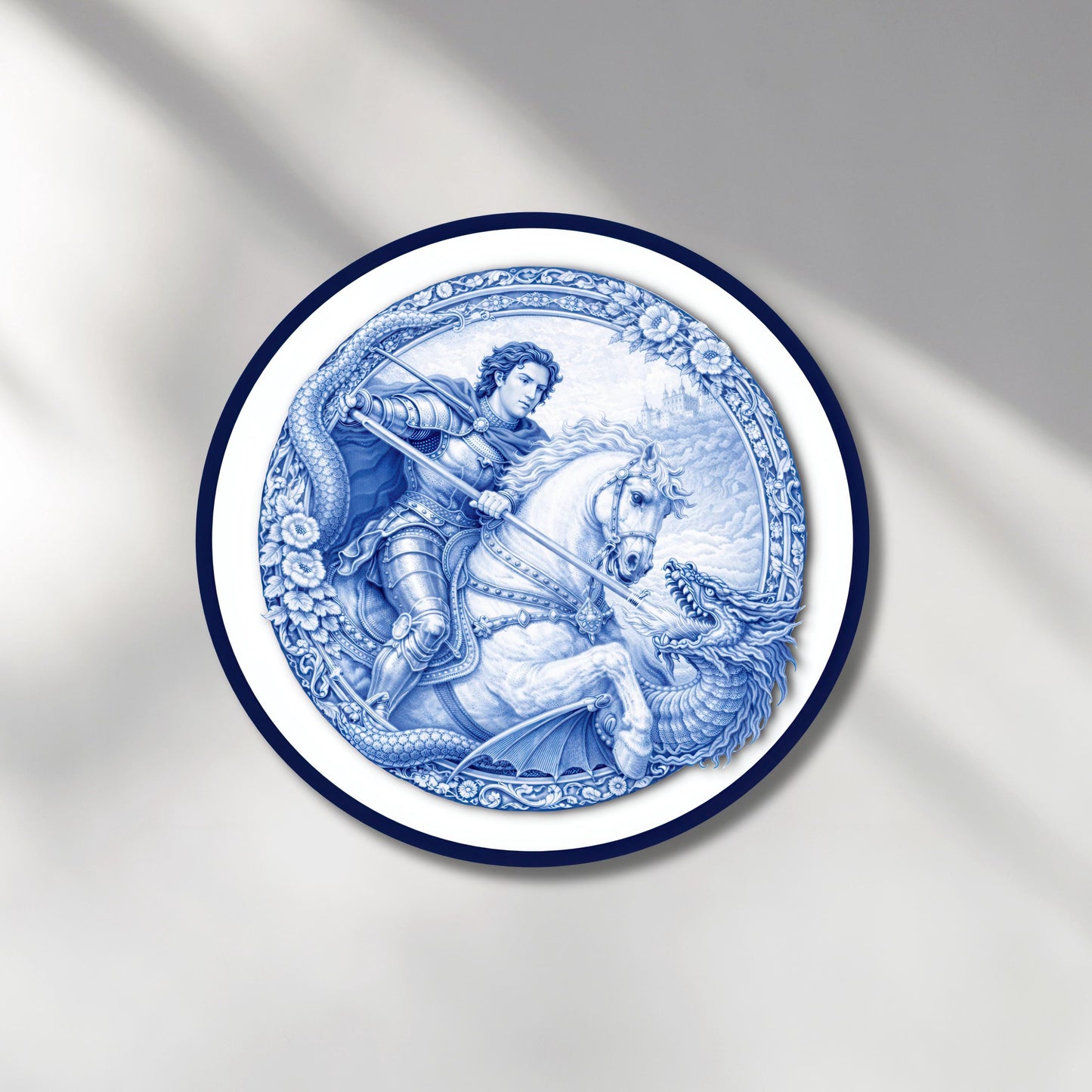 St. George and the Dragon Chinoiserie Kiss Cut Sticker