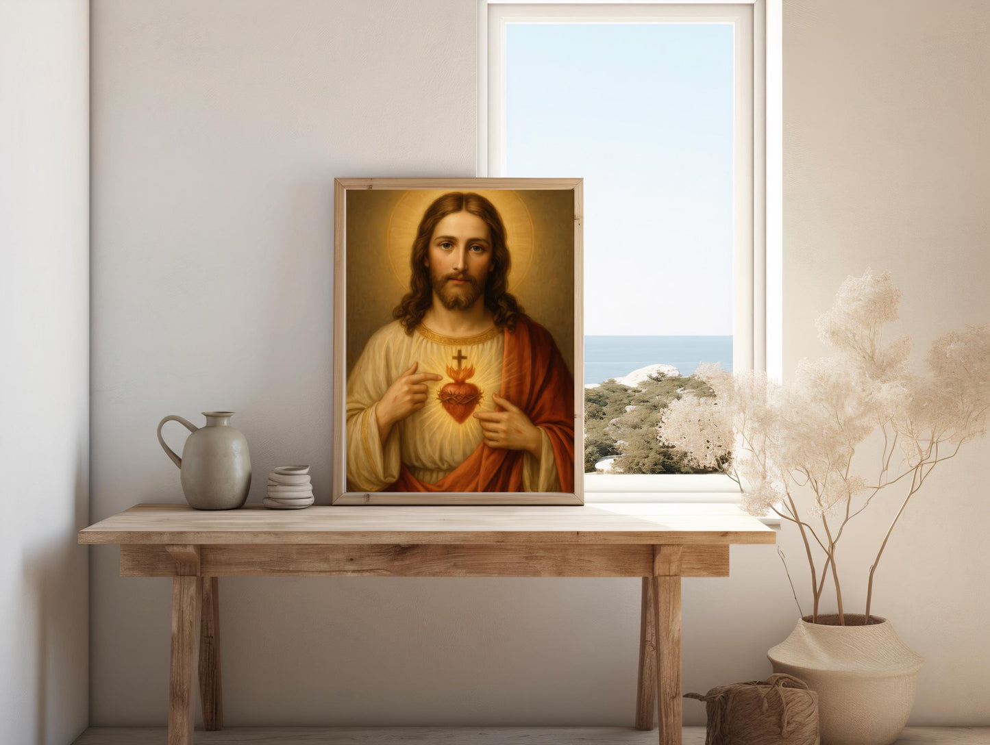 Jesus Sacred Heart Print: Catholic Christian Wall Art Home Decor, Faith Gift ⬇️ Digital Download