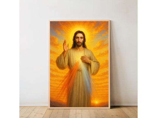 Divine Mercy Jesus Poster: Christian Wall Art Sunrise Poster ⬇️ Digital Download