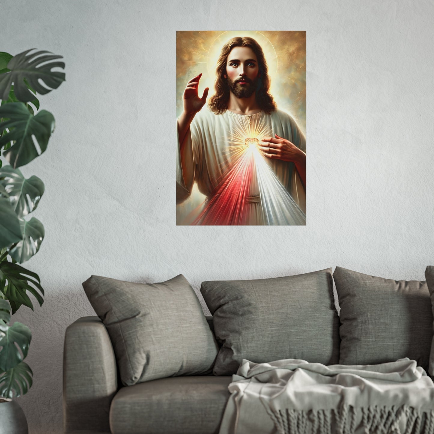 Sacred Heart Jesus Fine Art Poster, Inspirational Wall Décor, Religious Art Print, Christian Gift, Spiritual Home Decor