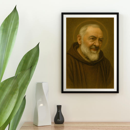 Saint Padre Pio Satin Poster: Catholic Home Decor, Capuchin Friar Portrait, Christian Wall Art