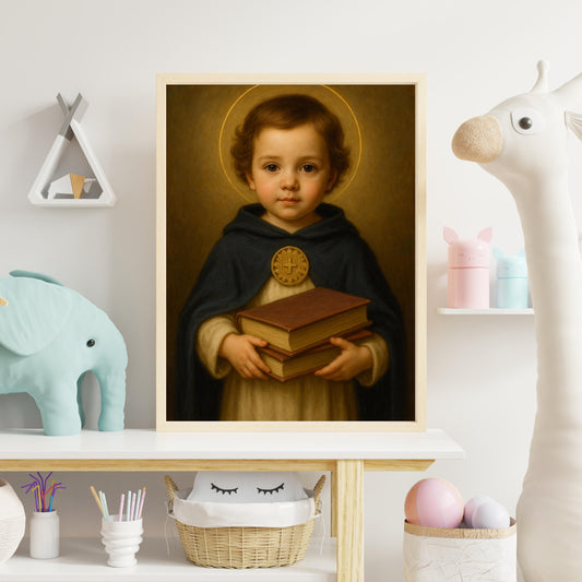 Thomas Aquinas Art Print: Baby Saint Thomas Aquinas Catholic Nursery Decor, Baptism, Baby Shower Faith Gift ⬇️ Digital Download