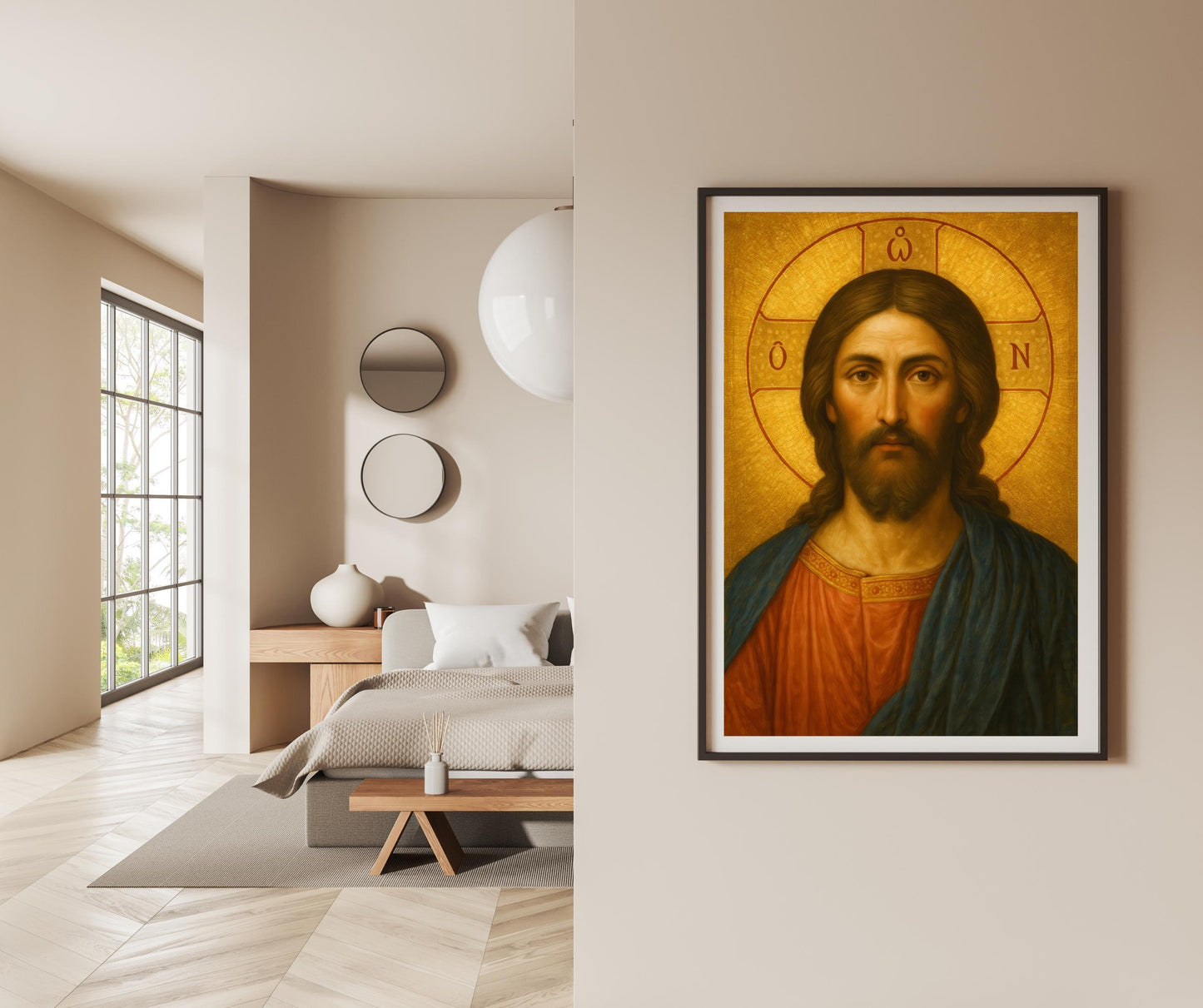 Orthodox Jesus Icon: Gold Oil Painting Style, Christian Wall Art ⬇️ Digital Download