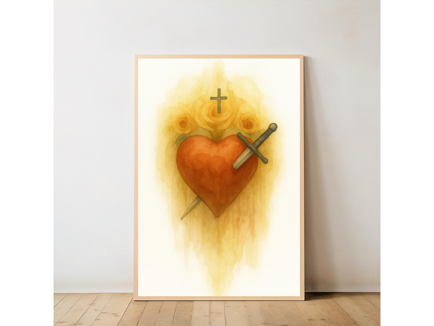 Immaculate Heart of Mary Watercolor Print: Catholic Christian Wall Art ⬇️ Digital Download