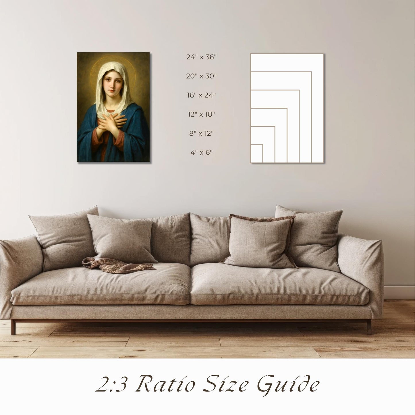 Virgin Mary Portrait: Catholic Christian Home Decor ⬇️ Digital Download