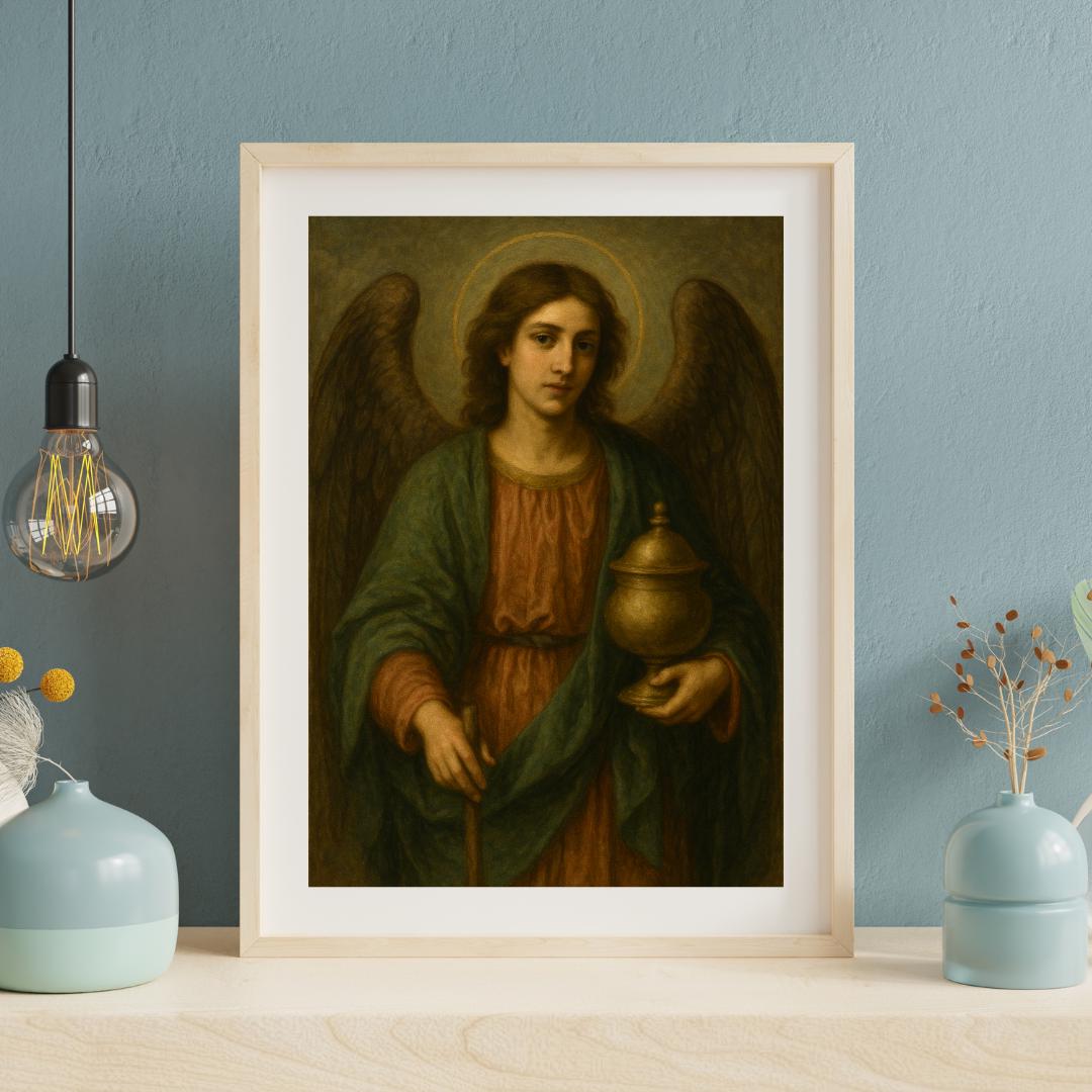 Archangel Raphael Print: Healing Angel Art, Religious Home Decor, Christian Wall Art ⬇️ Digital Download