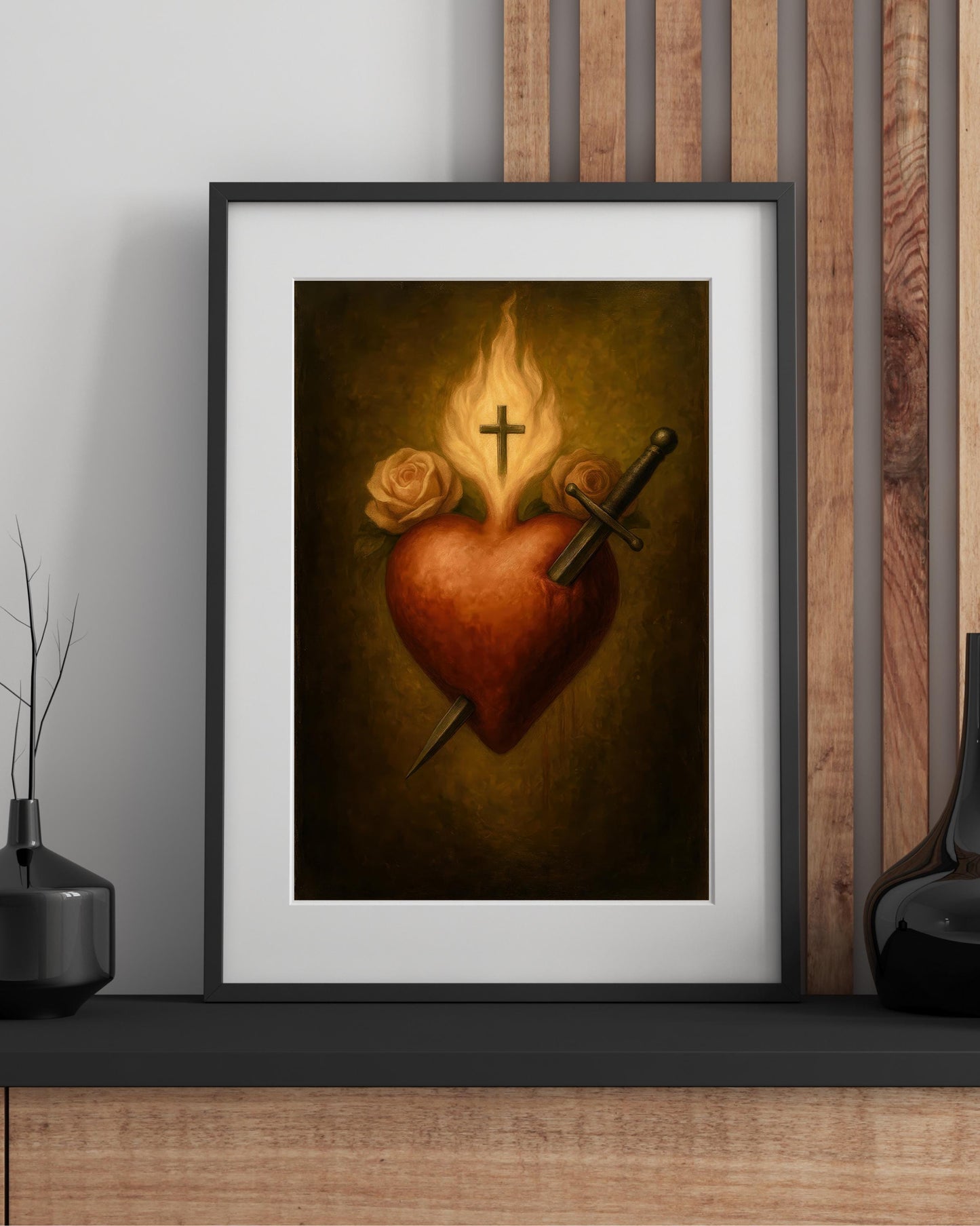 Immaculate Heart of Virgin Mary: Traditional Print, Catholic Wall Decor, Sacred Symbol Christian Wall Art ⬇️ Digital Download