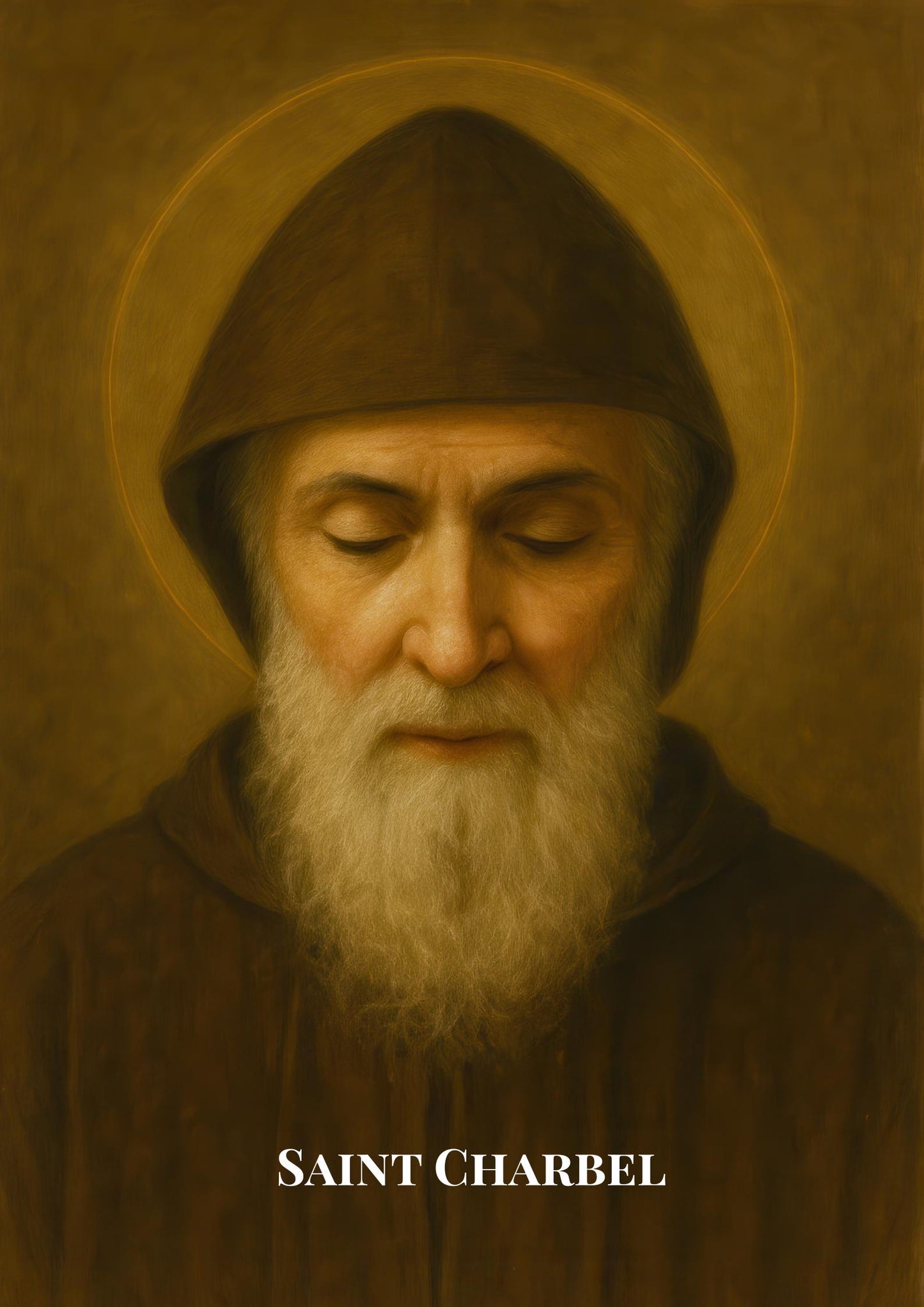 Portrait de Saint Charbel : moine maronite chrétien catholique (téléchargement numérique)