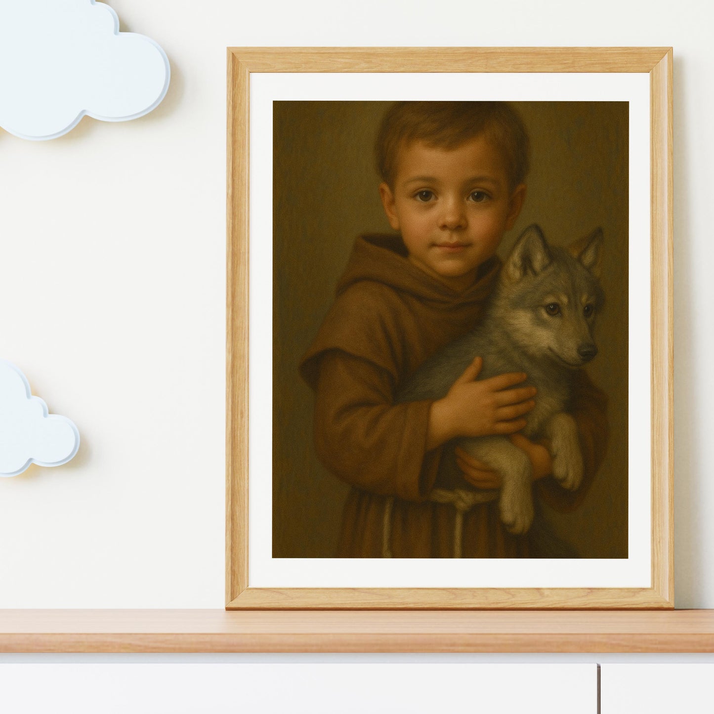 Saint Francis Art Print: Baby Saint Francis Catholic Nursery Decor, Animal Lover Gift, Baptism, Baby Shower Gift ⬇️ Digital Download