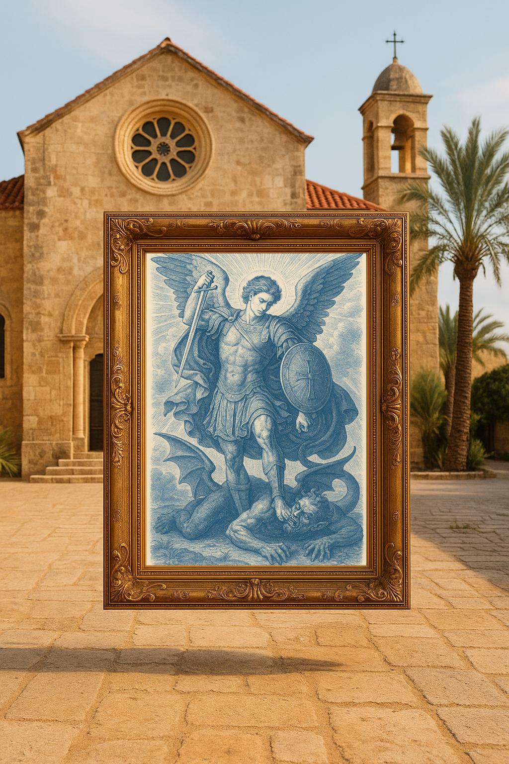 Archangel Michael Art Print: Christian Warrior with Sword & Shield, Christian Wall Art, Home Decor Faith Image ⬇️ Digital Download