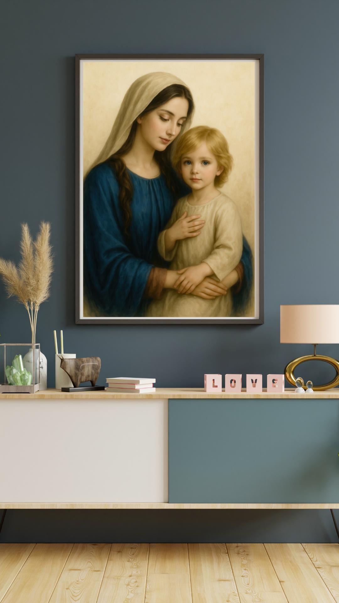 Virgin Mary and Young Jesus Art Print: Catholic Christian Wall Art of the Holy Family ⬇️ Digital Download