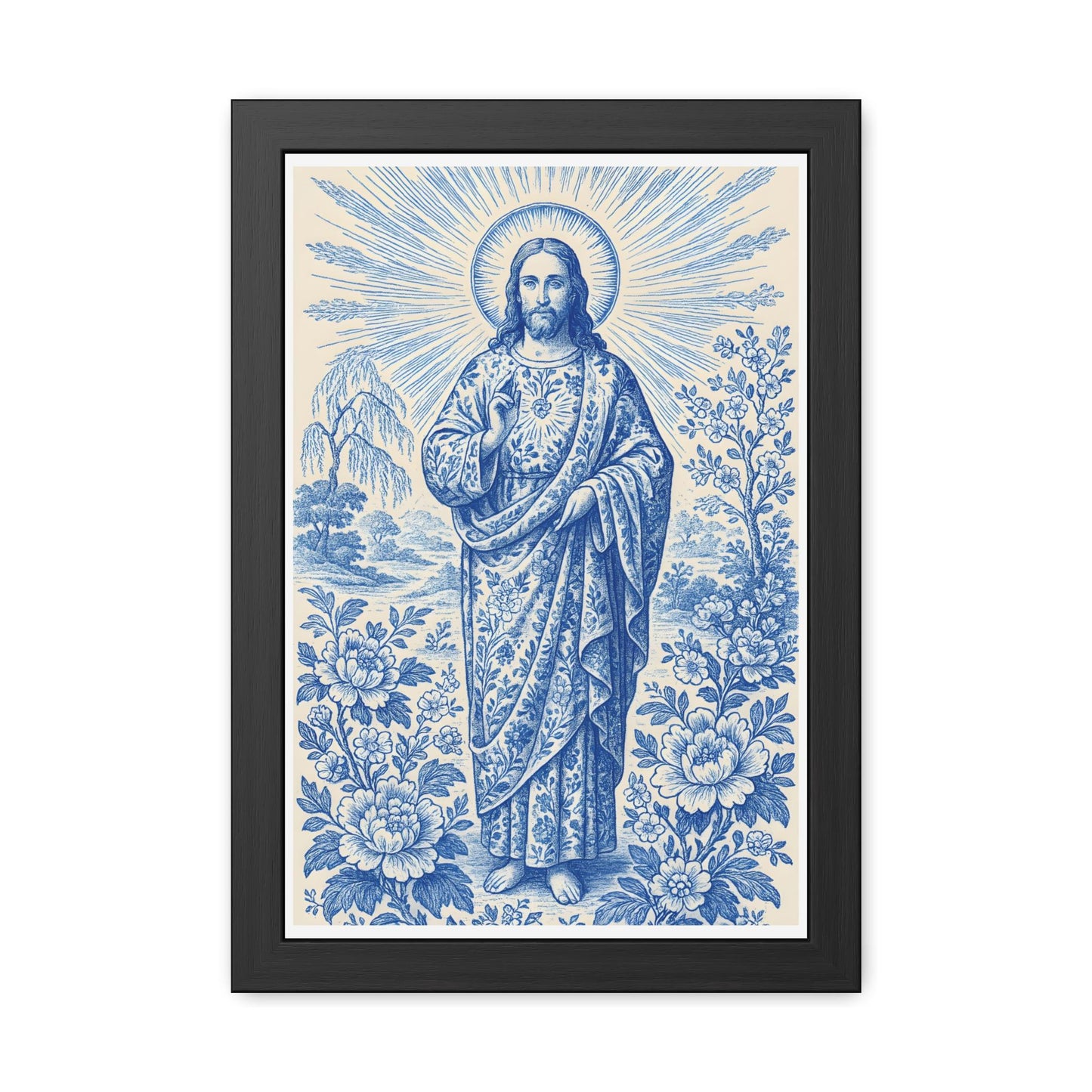 Jesus Chinoiserie Art Print: Religious Home Decor, Christian Wall Art ⬇️ Digital Download