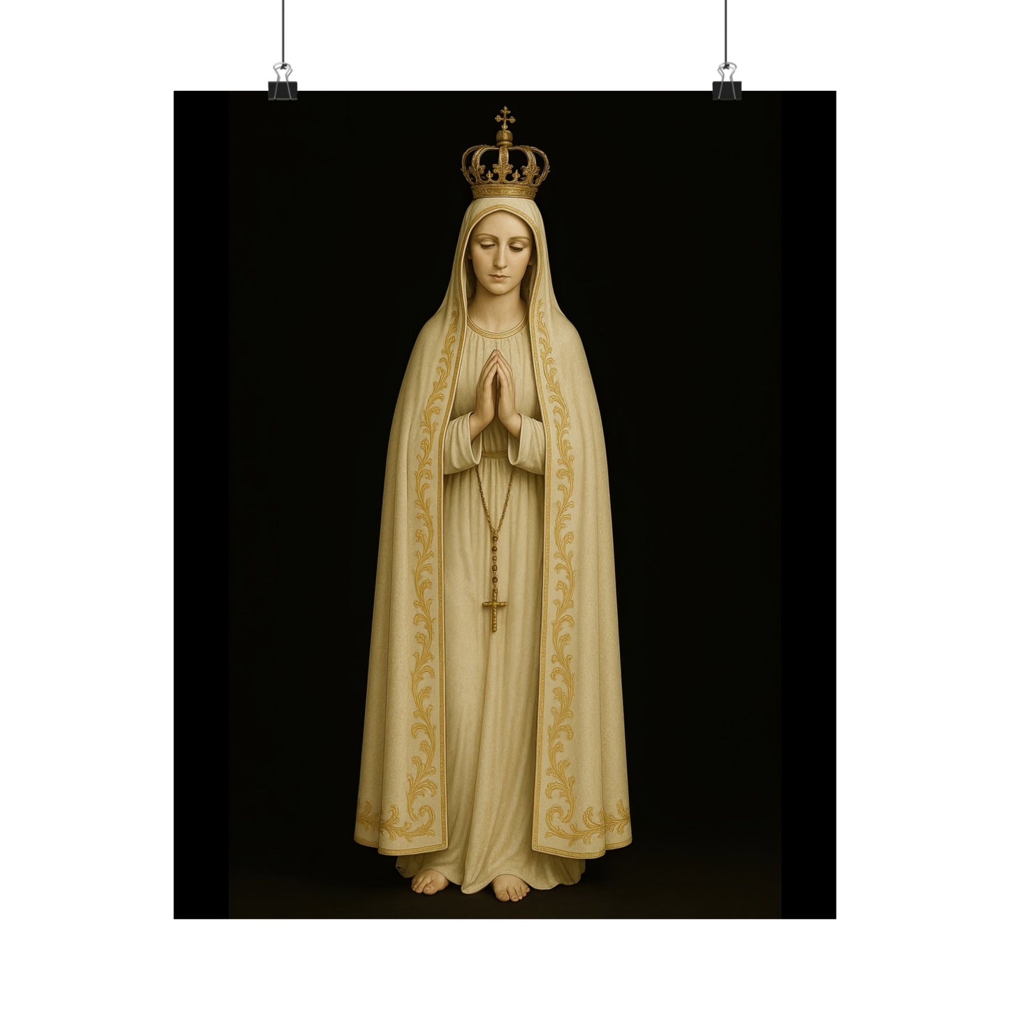 Our Lady of Fatima, Matte Vertical Poster of Virgin Mary, Spiritual Home Decor, Catholic Gift, Wall Art for Meditation, Prayer Room