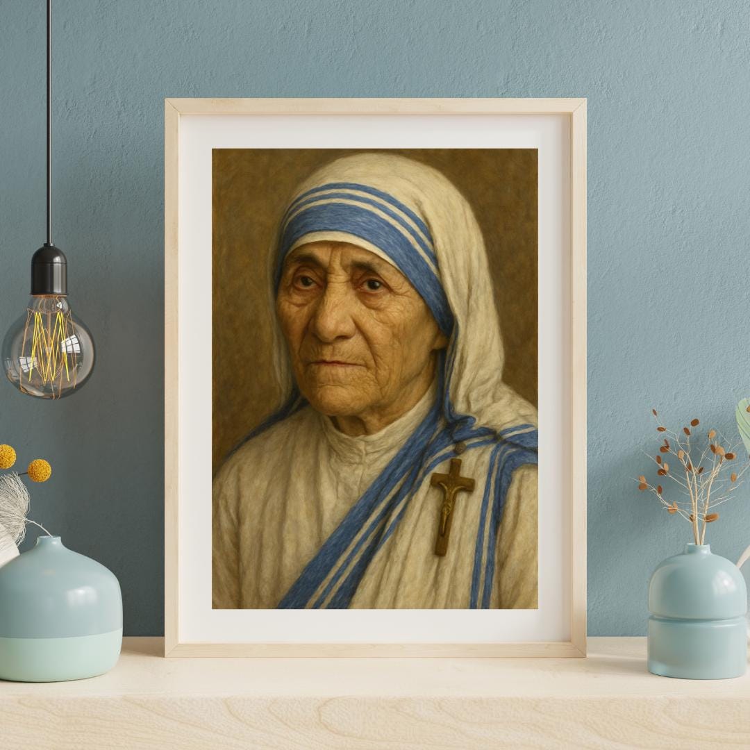 Saint Teresa of Calcutta Portrait: Catholic Religious Christian Wall Art ⬇️ Digital Download