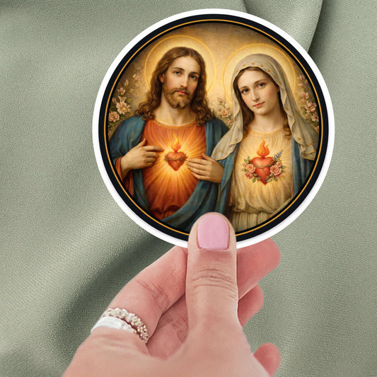 Sacred Heart of Jesus and Mary Sticker | Religious Devotional Kiss-Cut