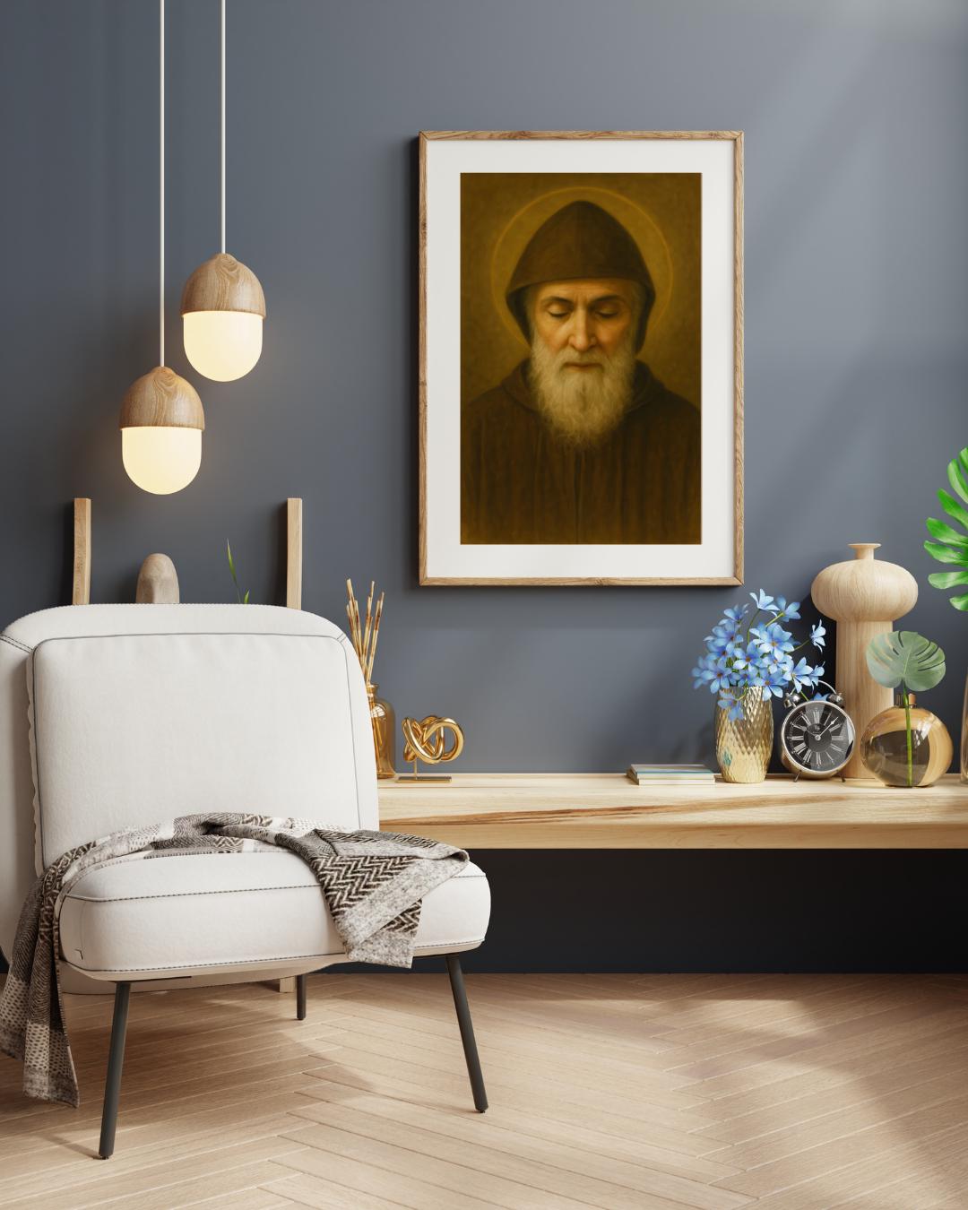 Portrait de Saint Charbel : moine maronite chrétien catholique (téléchargement numérique)