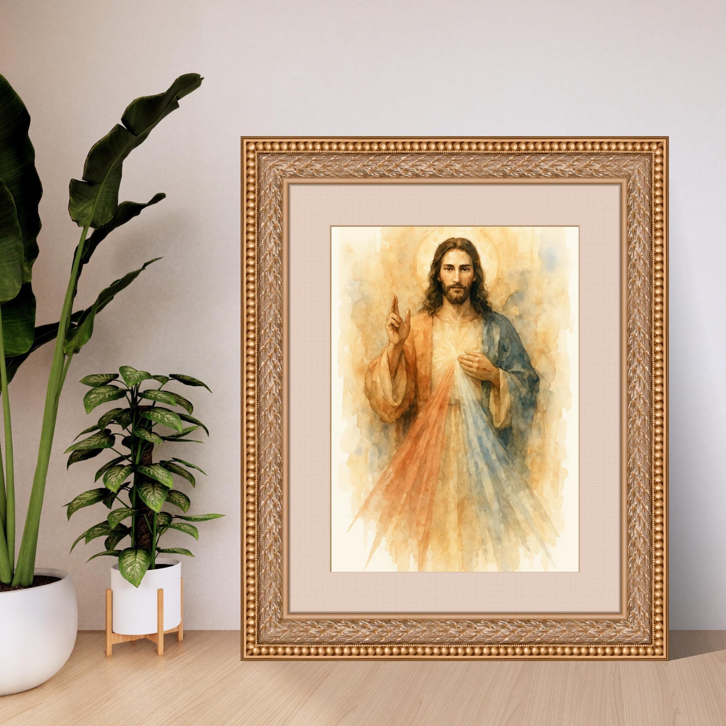 Divine Mercy Jesus Print: Watercolor Art, Catholic Christian Home Decor ⬇️ Digital Download