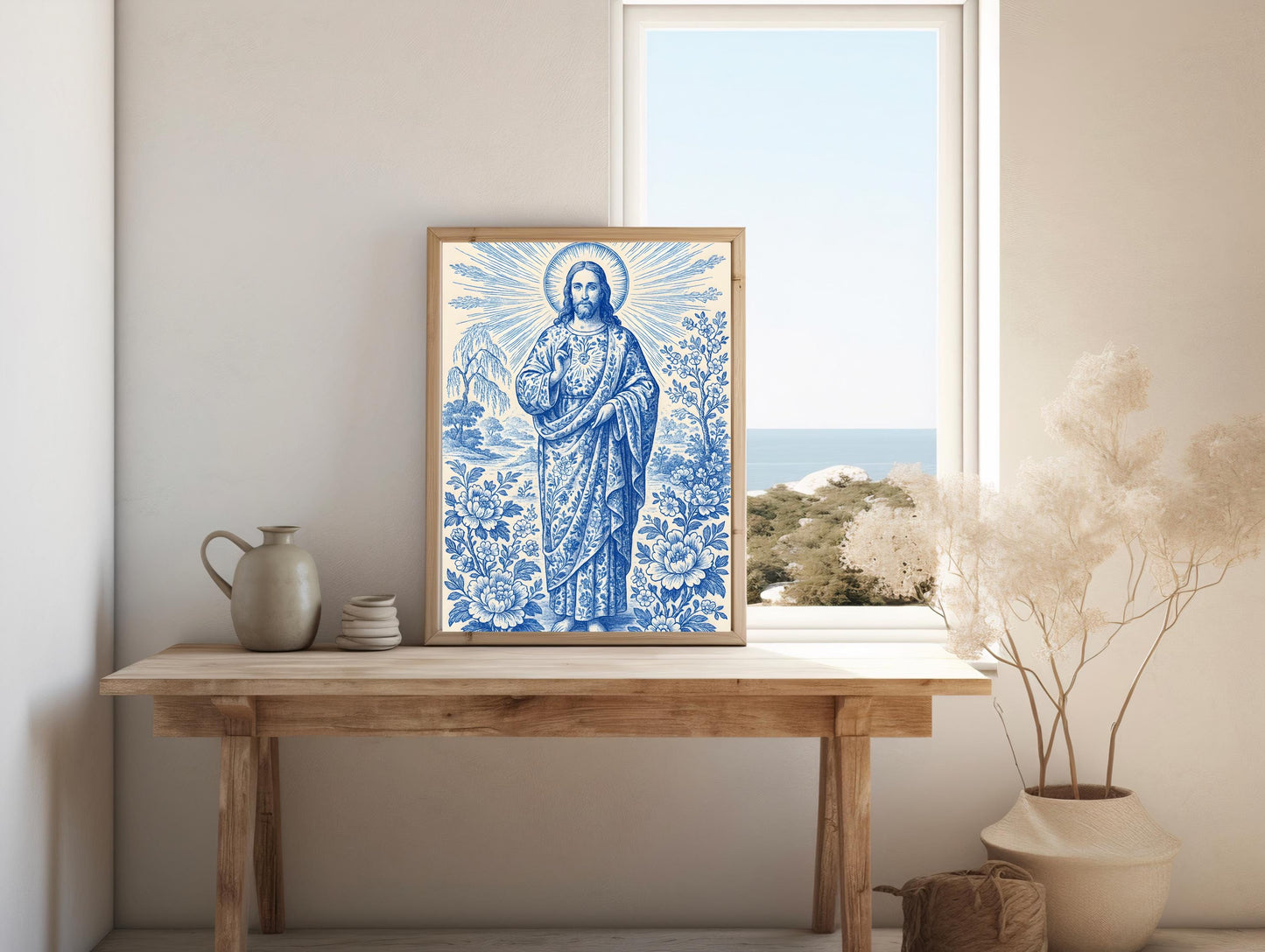 Jesus Chinoiserie Art Print: Religious Home Decor, Christian Wall Art ⬇️ Digital Download