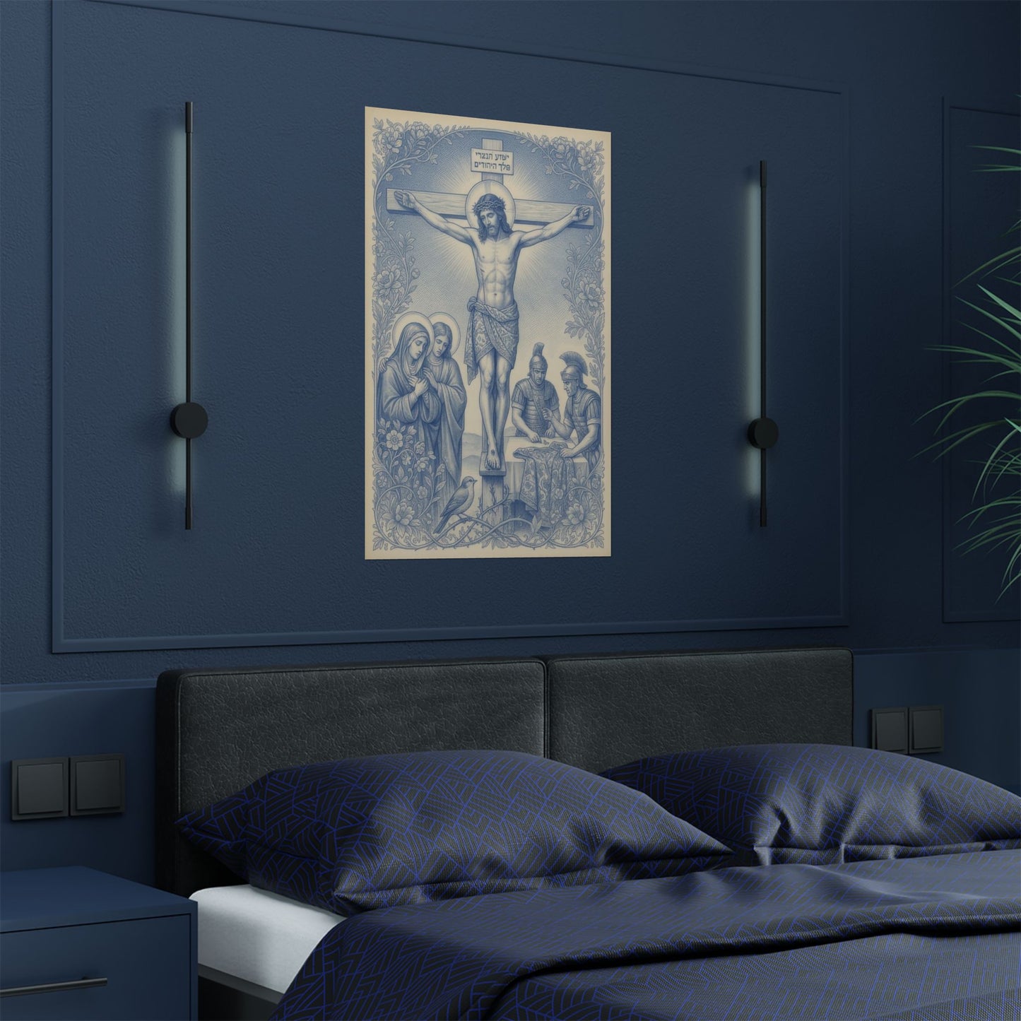 Chinoiserie Crucifixion Satin Poster — Jesus Crucifixion Art Print (300gsm)