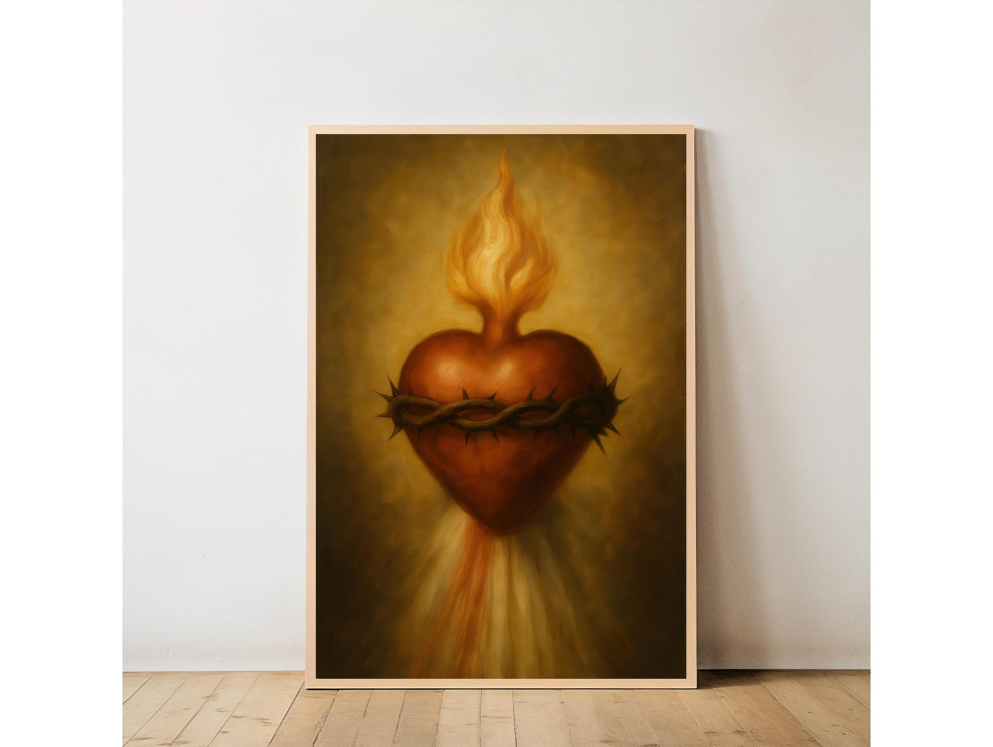 Sacred Heart of Jesus Print: Catholic Home Decor, Sacred Heart Christian Wall Art (Downloadable Satin Poster)