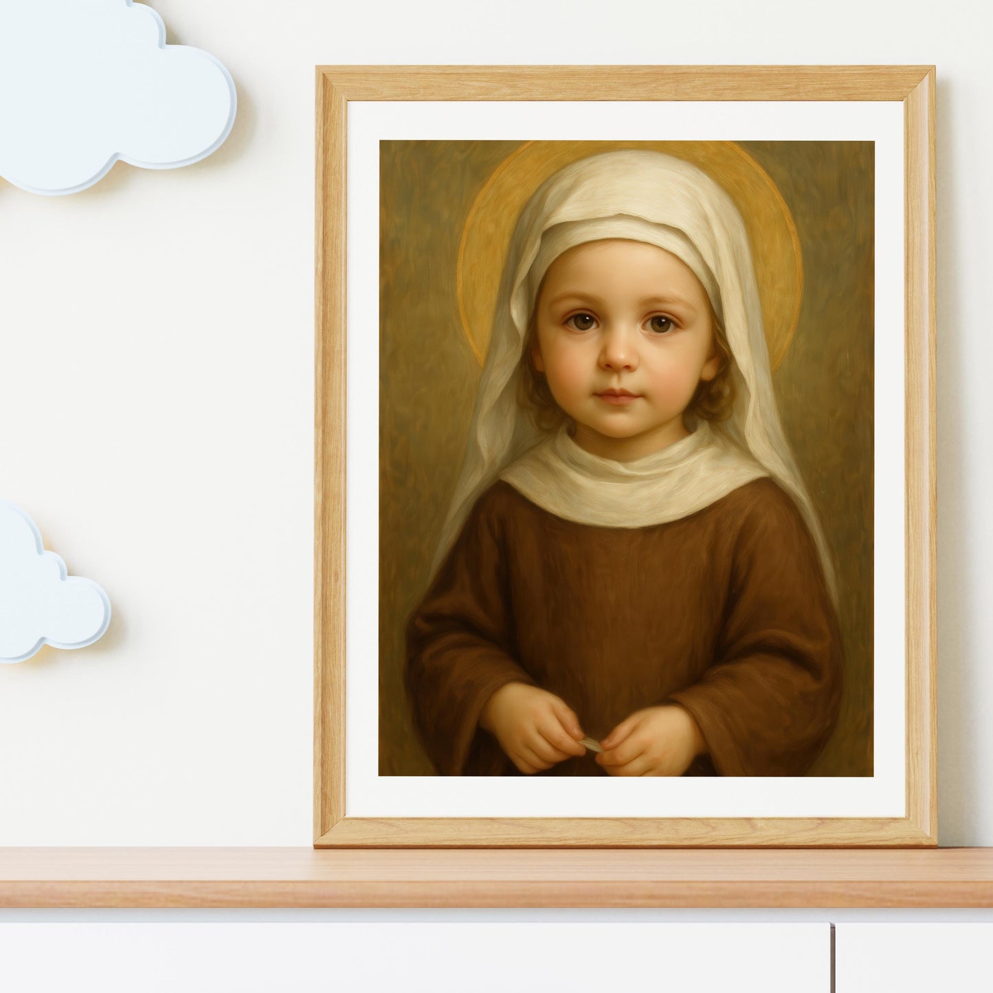 Saint Bernadette Art Print: Baby Saint Bernadette Catholic Nursery Home Decor, Baptism, Baby Shower Gift ⬇️ Digital Download