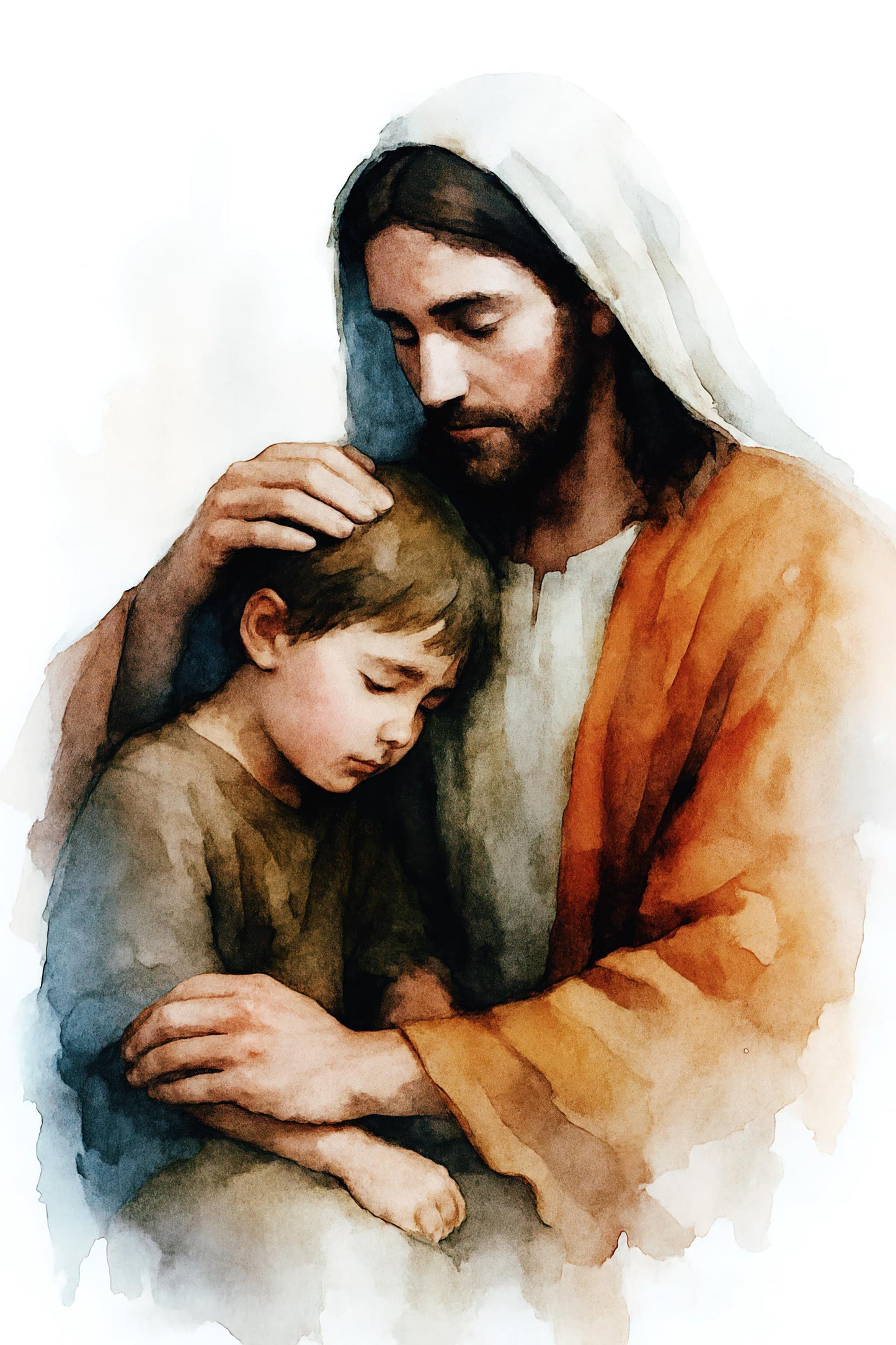 Jesus Protection Poster: Jesus Embracing Boy, Inspirational Modern Christian Wall Art Print, Faith Gift ⬇️ Digital Download