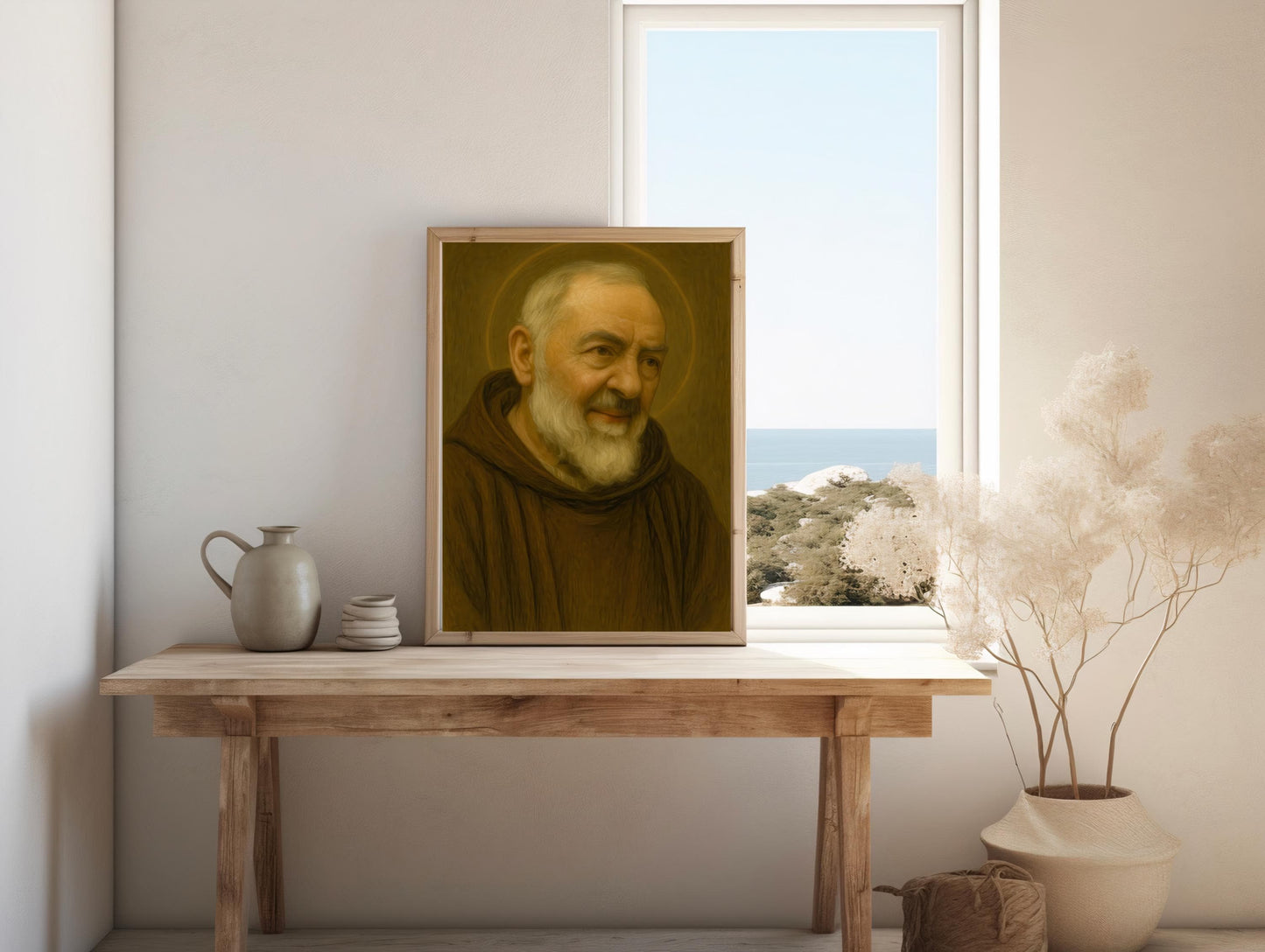 Saint Padre Pio Satin Poster: Catholic Home Decor, Capuchin Friar Portrait, Christian Wall Art