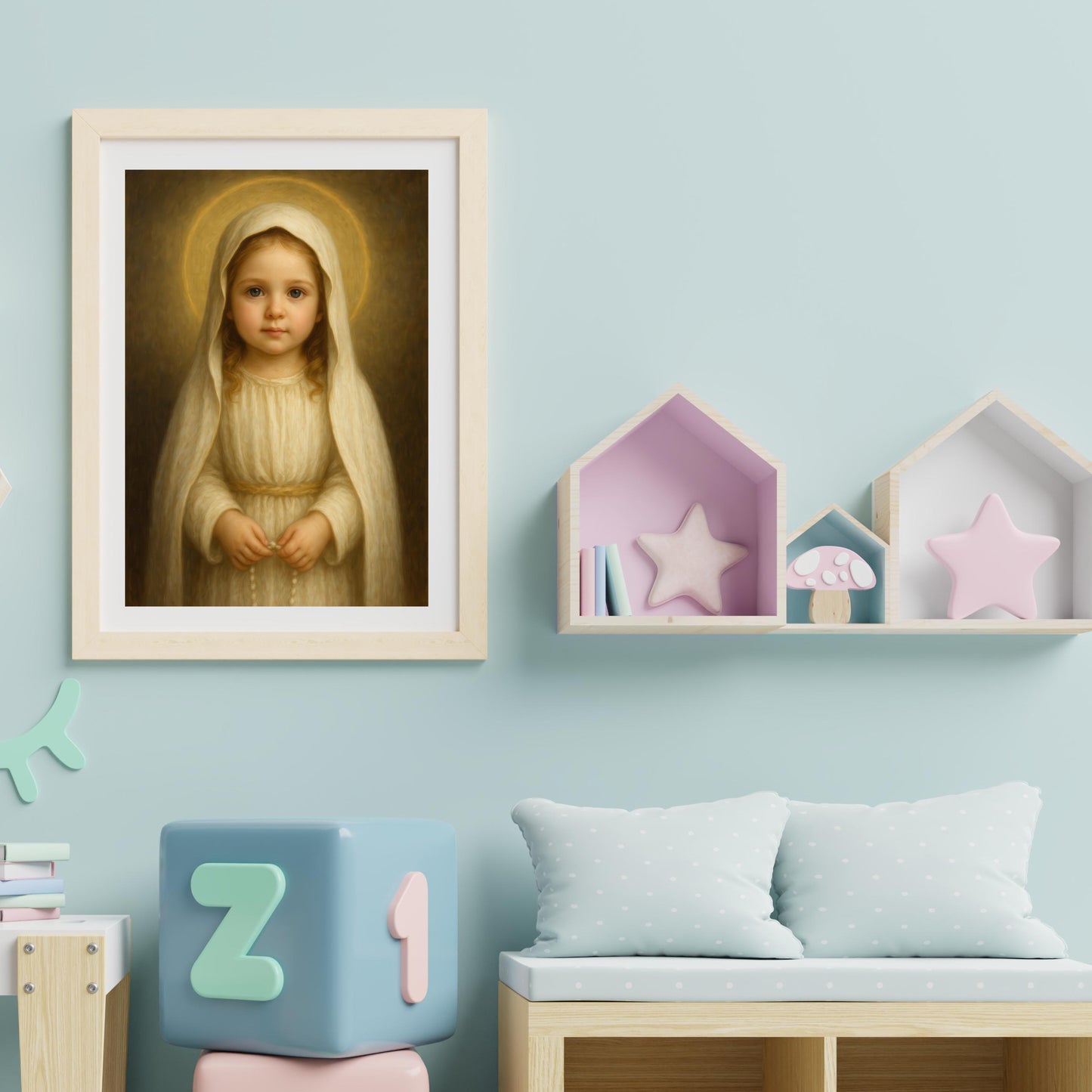 Saint Faustina Art Print: Baby Saint Faustina Catholic Nursery Decor, Divine Mercy, Baptism, Baby Shower Gift ⬇️ Digital Download