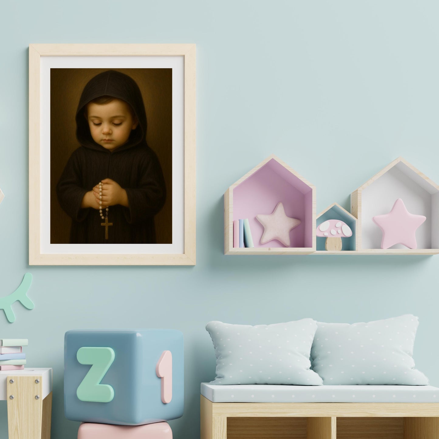 Saint Charbel Art Print: Baby Saint Charbel Catholic Nursery Decor, Baptism, Baby Shower Faith Gift ⬇️ Digital Download