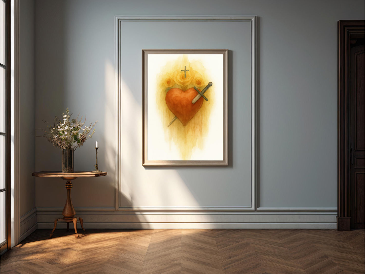 Immaculate Heart of Mary Watercolor Print: Catholic Christian Wall Art ⬇️ Digital Download