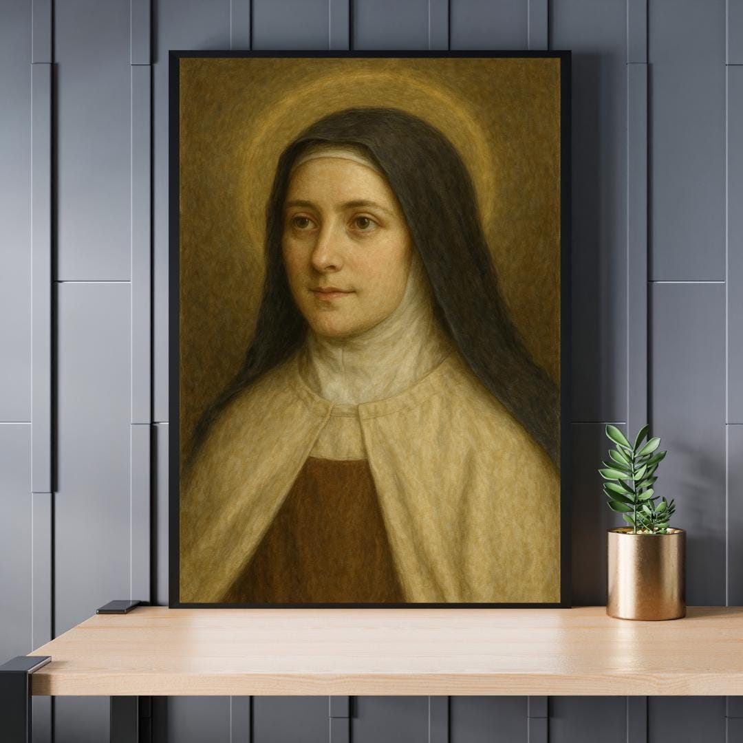 Saint Thérèse of Lisieux Portrait: Catholic Christian Wall Art ⬇️ Digital Download