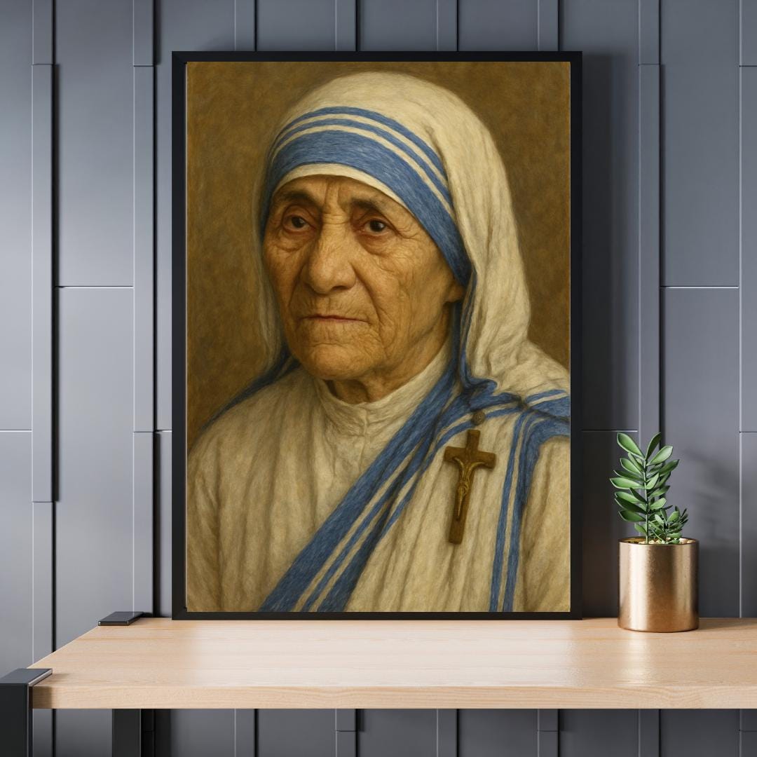 Saint Teresa of Calcutta Portrait: Catholic Religious Christian Wall Art ⬇️ Digital Download