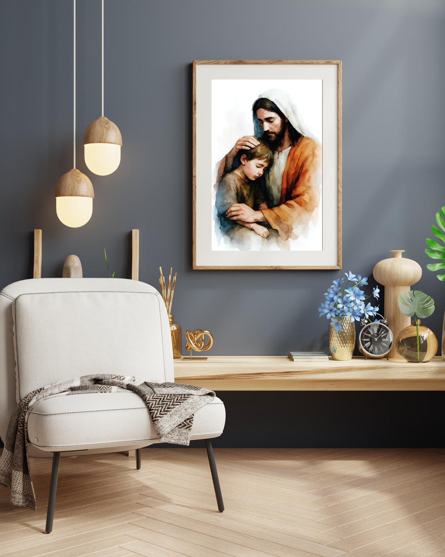 Jesus Protection Poster: Jesus Embracing Boy, Inspirational Modern Christian Wall Art Print, Faith Gift ⬇️ Digital Download