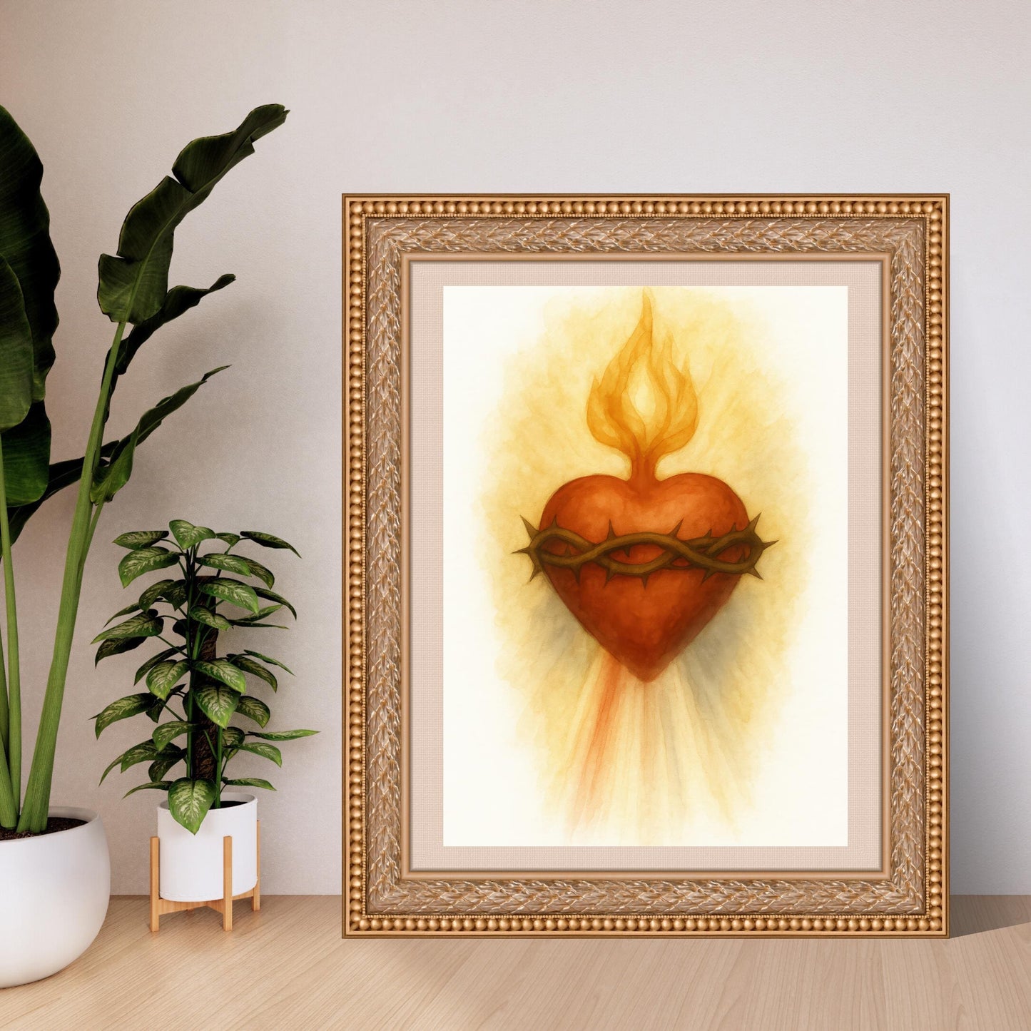 Sacred Heart of Jesus Watercolor Print: Catholic Christian Wall Art Home Decor ⬇️ Digital Download