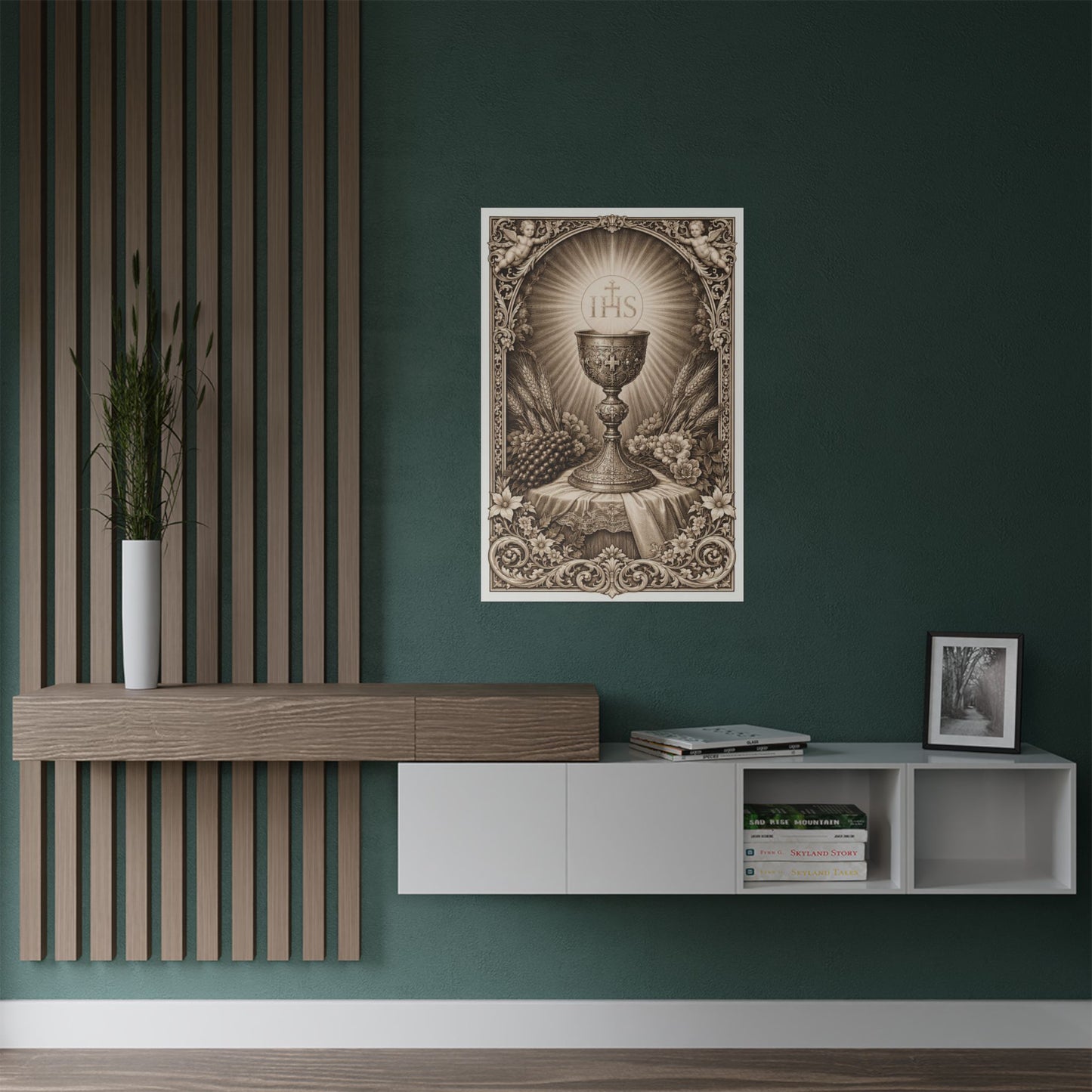Eucharist Chalice IHS Satin Poster