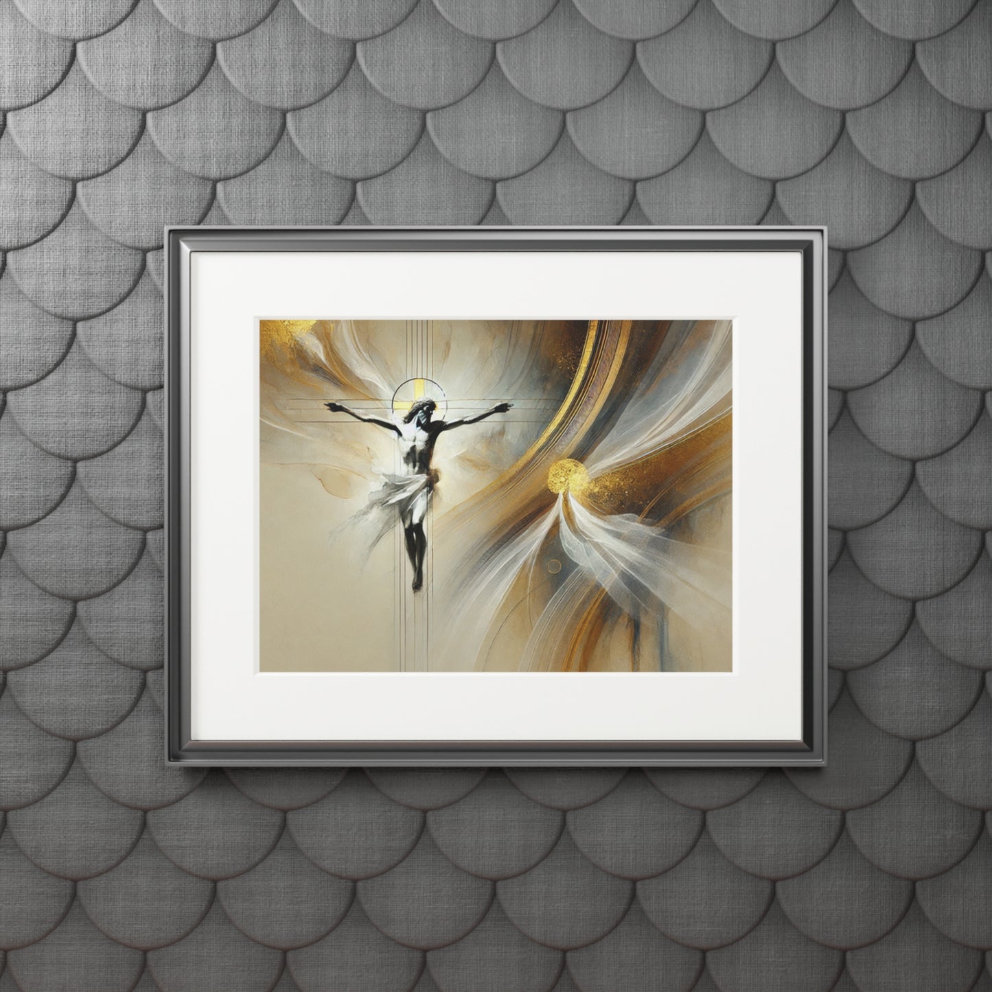 Jesus Crucified: Elegant Fine Art Prints with Passepartout Frame, Spiritual Wall Decor, Artistic Gift, Modern Home Art
