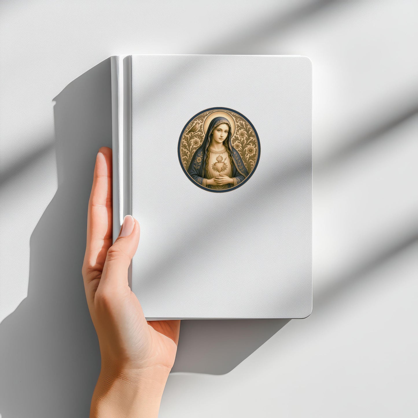 Virgin Mary Sticker | Religious Marian Devotional Sticker for Prayer, Journals, Laptops | Catholic Sacred Heart Holy Mother Decal Gift