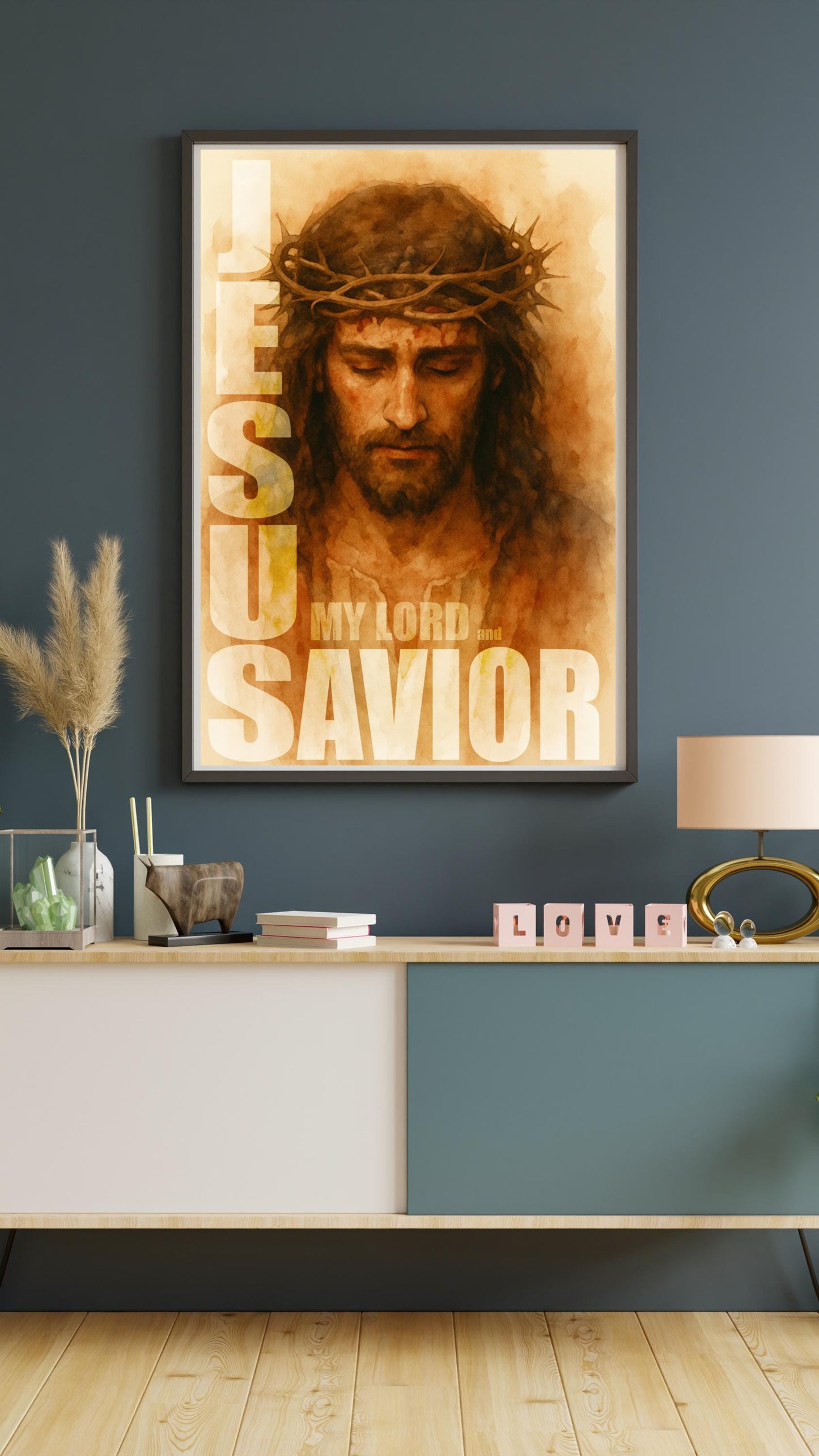 Jesus Christ Art Print: Modern Christian Home Decor, Sacred Faith Gift, Inspirational Quotes Poster ⬇️ Digital Download