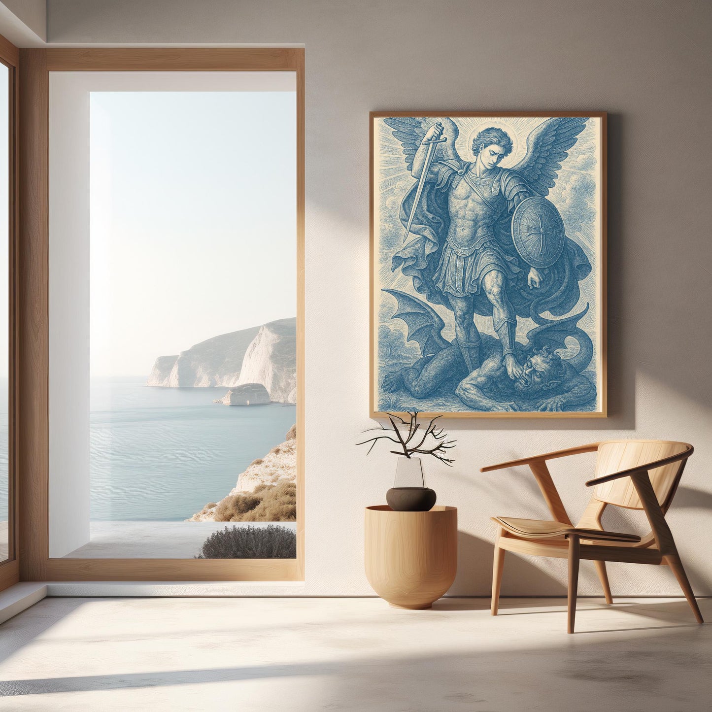 Archangel Michael Art Print: Christian Warrior with Sword & Shield, Christian Wall Art, Home Decor Faith Image ⬇️ Digital Download