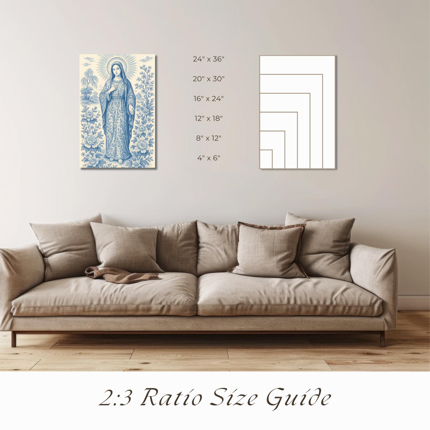 Chinoiserie Virgin Mary Art Print: Catholic Home Decor ⬇️ Digital Download